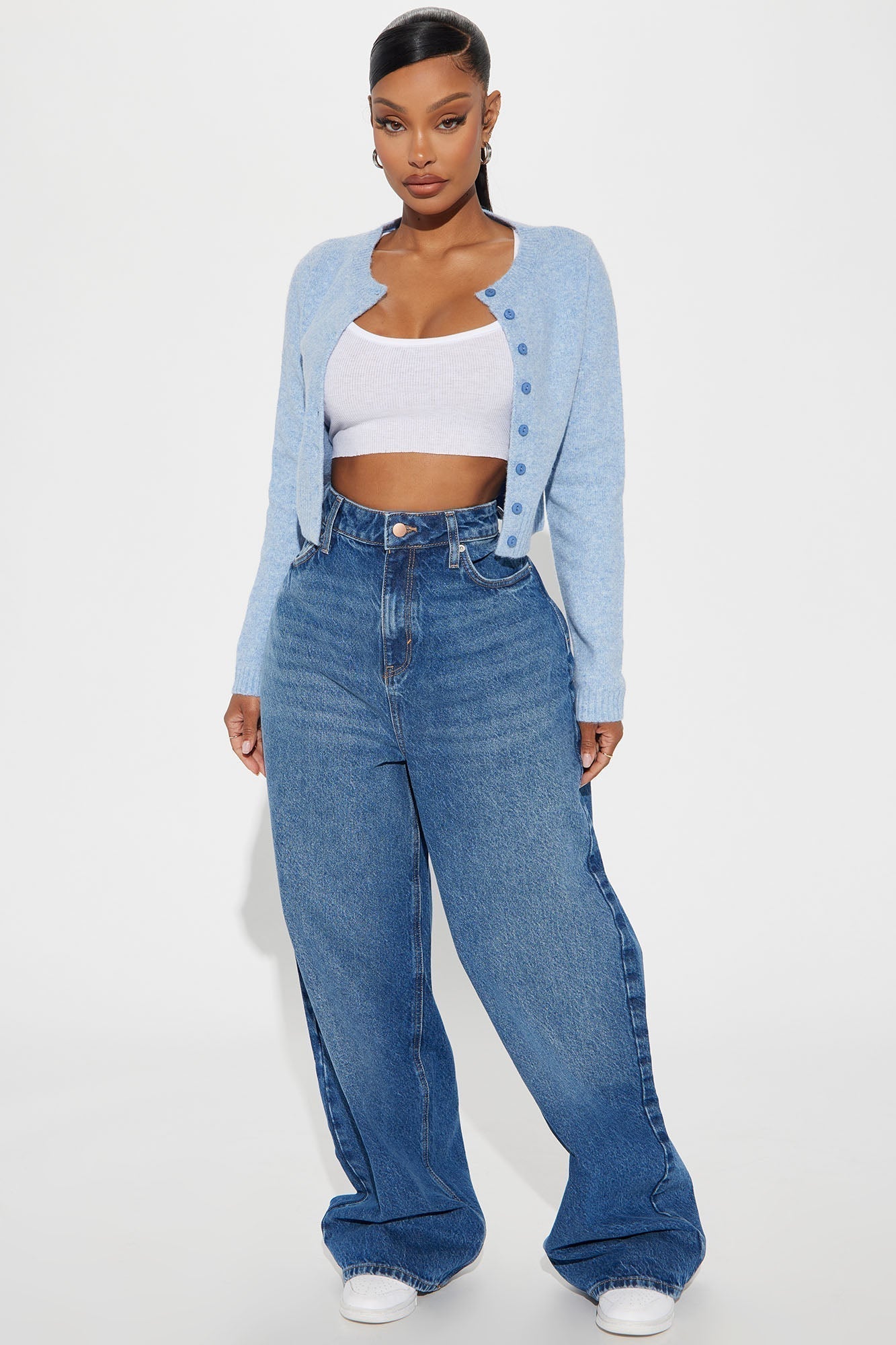 Sweet Sensation Cropped Cardigan - Blue