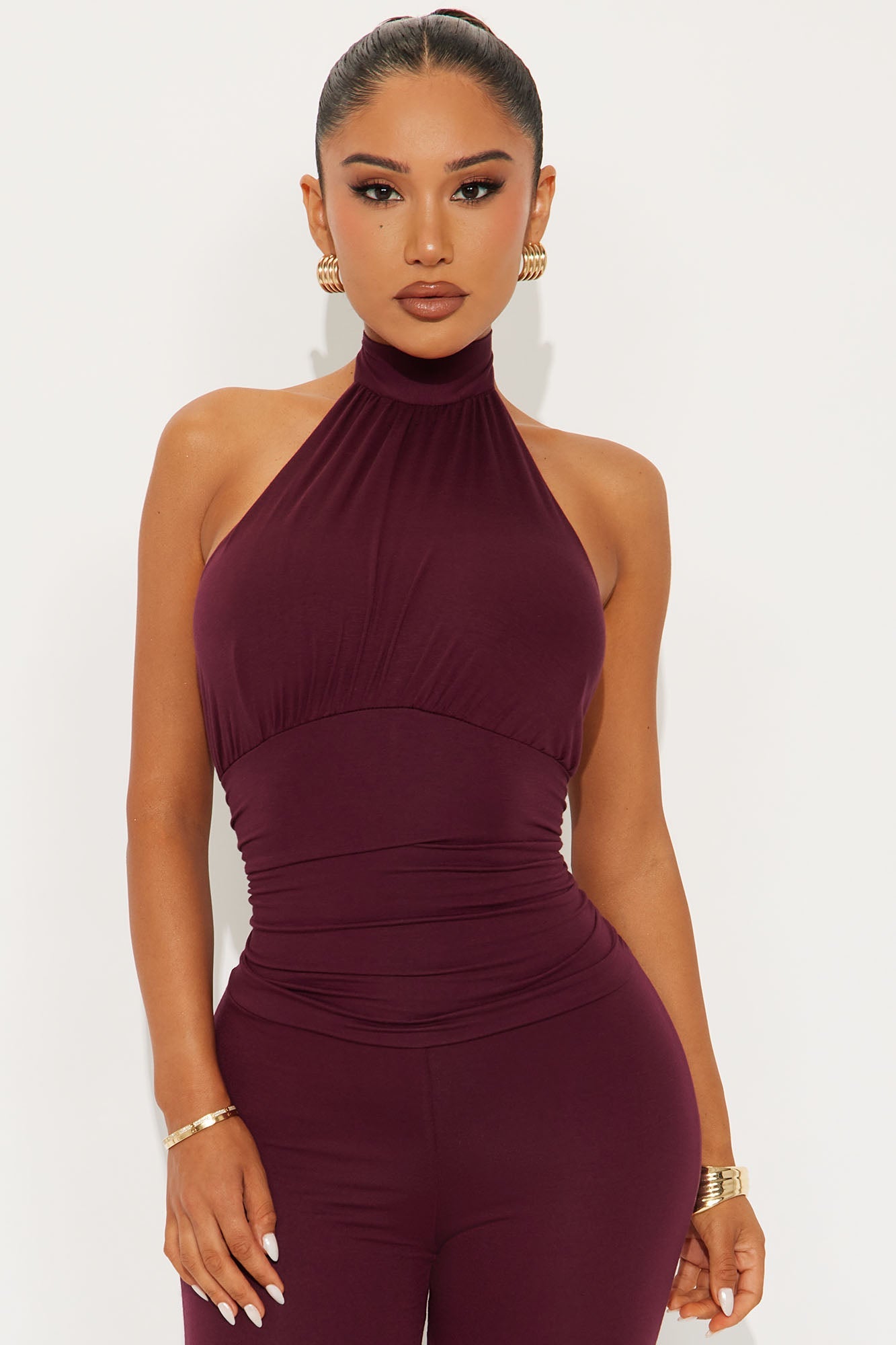 When We Met Capri Jumpsuit - Wine