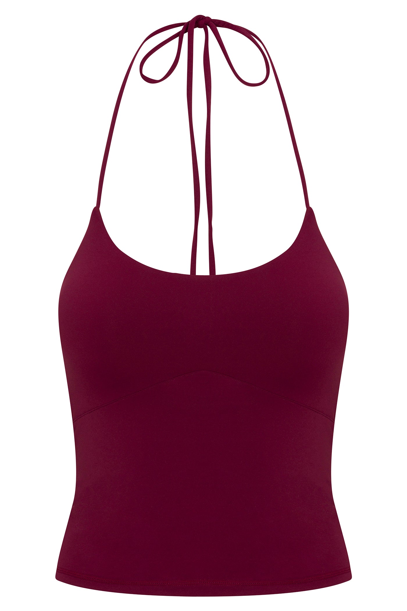 Second Skin Double Lined Cut Out Halter Top - Wine