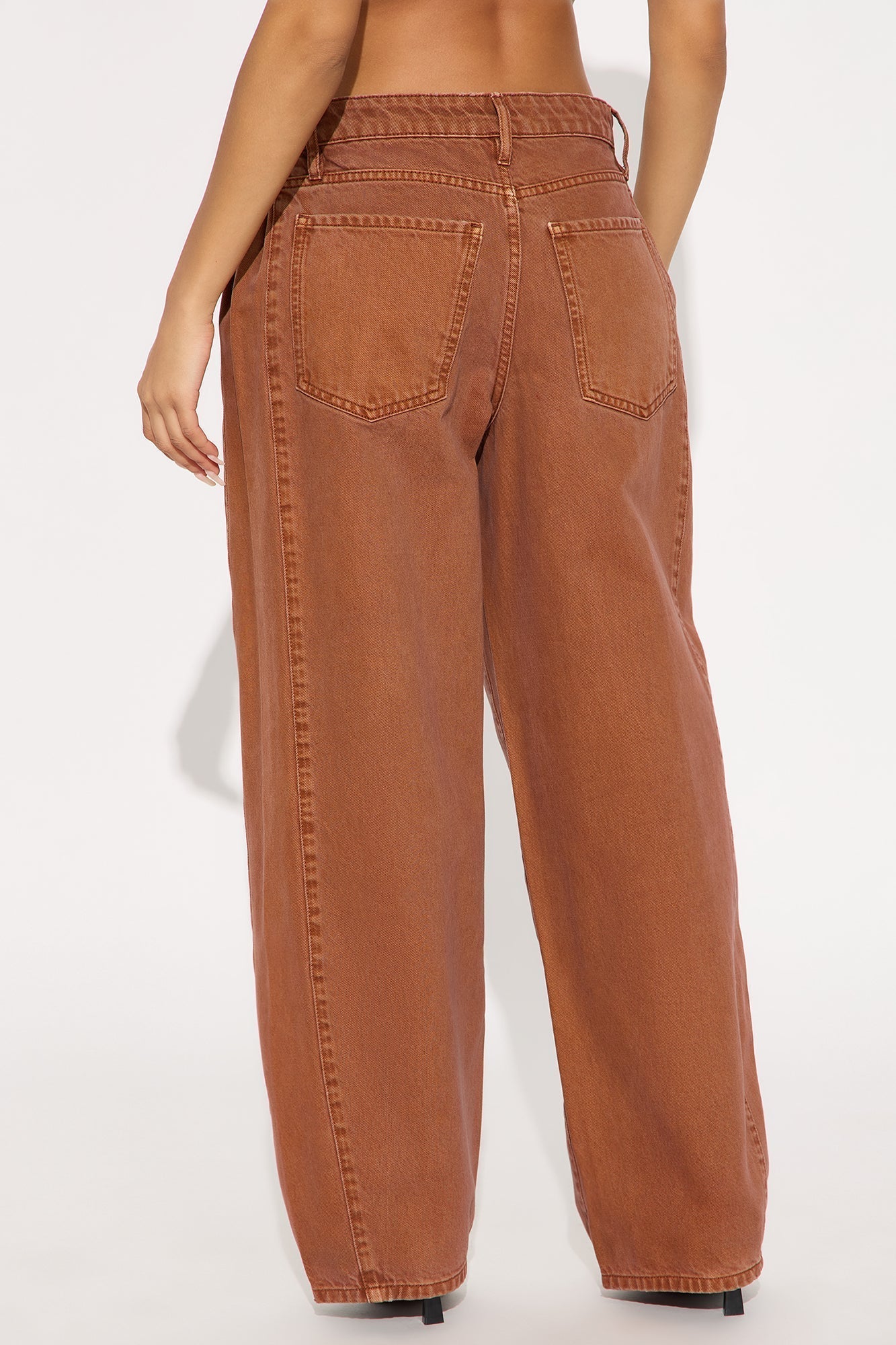 Alexandra Twill Wide Leg Barrel Pant - Rust