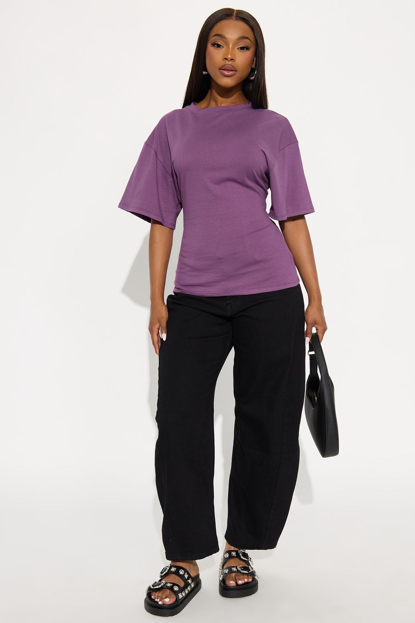Babs Cinched Waist T Shirt - Plum