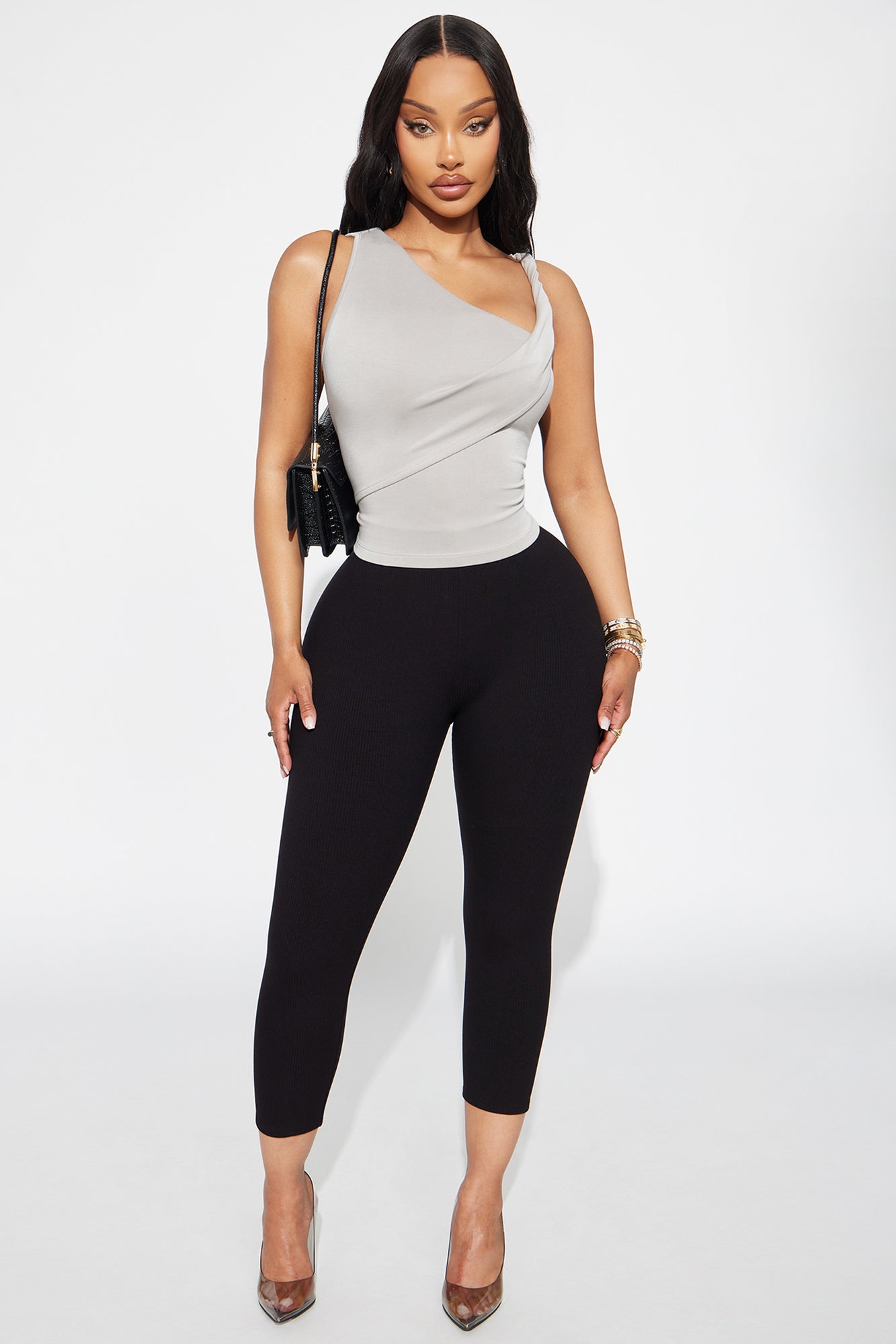 Lily Twist Strap Top - Grey