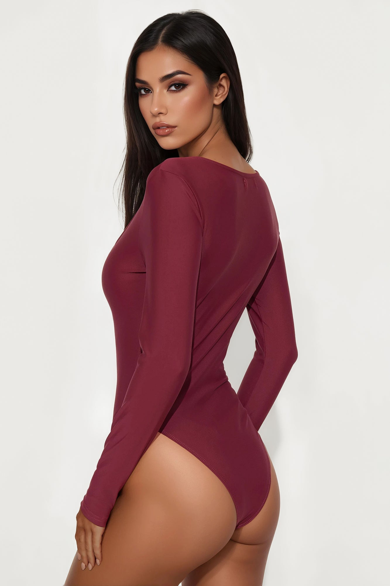 Intermission Long Sleeve Bodysuit - Burgundy