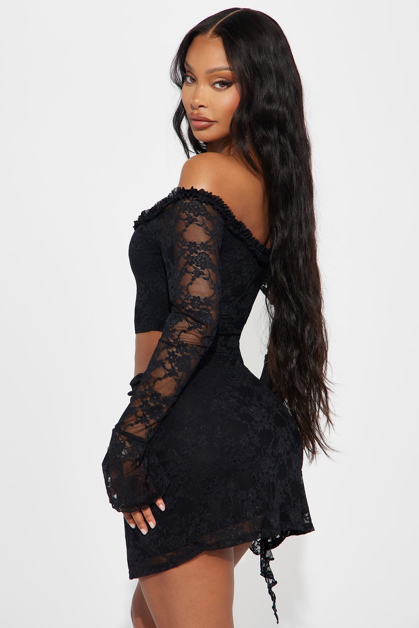 One Of One Lace Mini Dress - Black