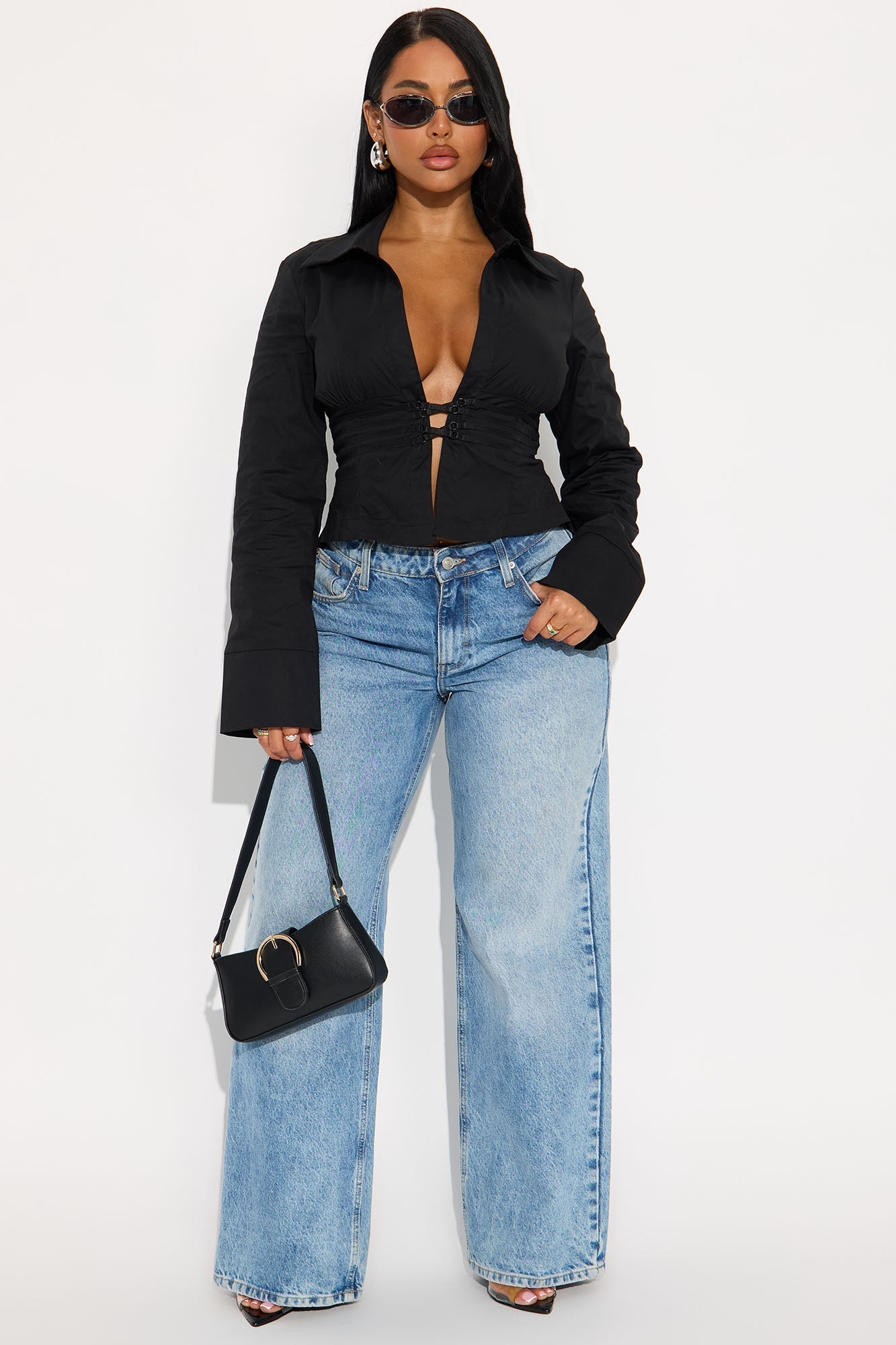 One Of A Kind Poplin Blouse - Black