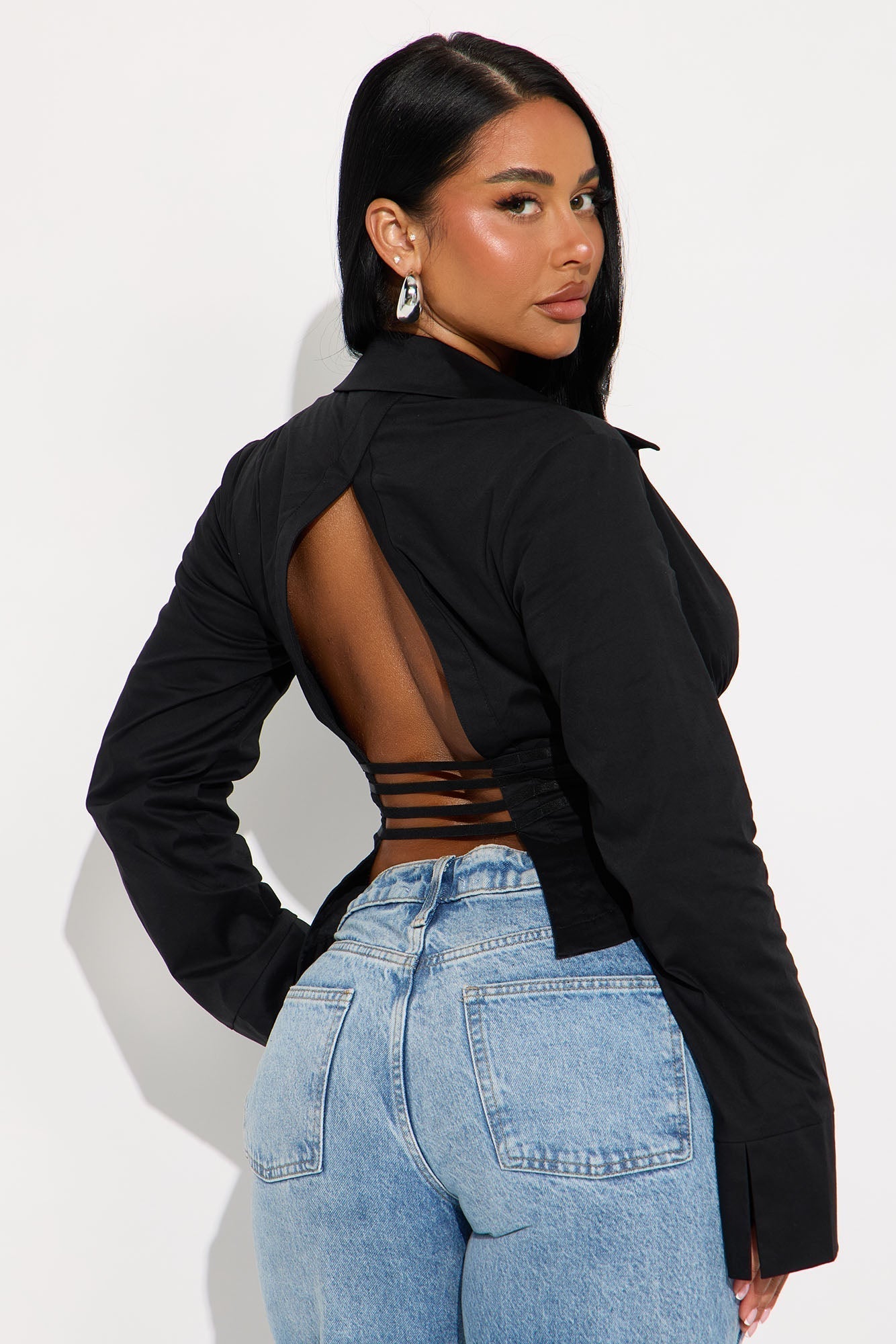 One Of A Kind Poplin Blouse - Black