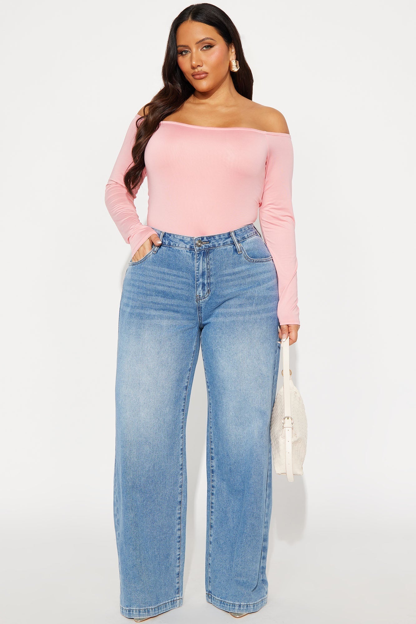 No Convincing Off Shoulder Cut Out Bodysuit - Pink