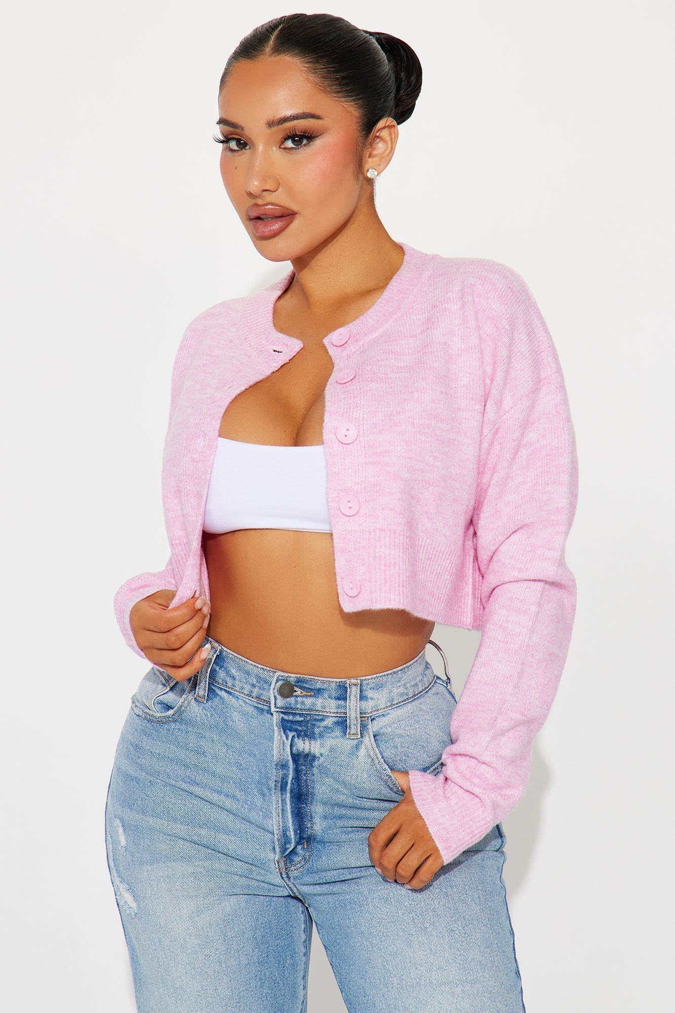 Central Park Cropped Cardigan - Pink