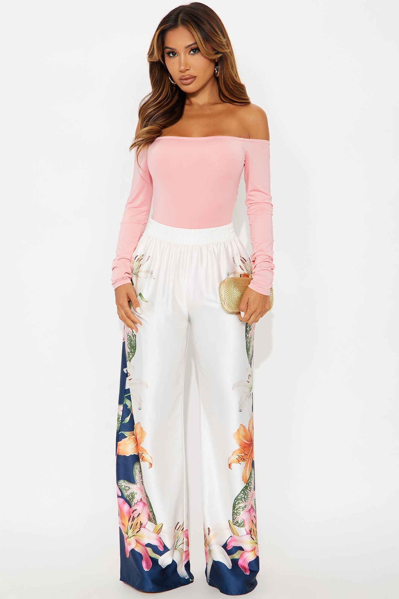 No Convincing Off Shoulder Cut Out Bodysuit - Pink