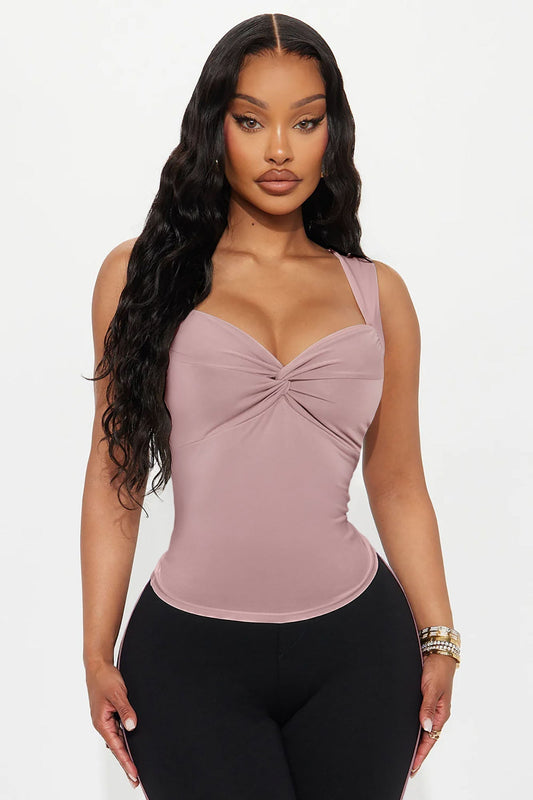 Just A Theory Sleeveless Twist Top - Mauve