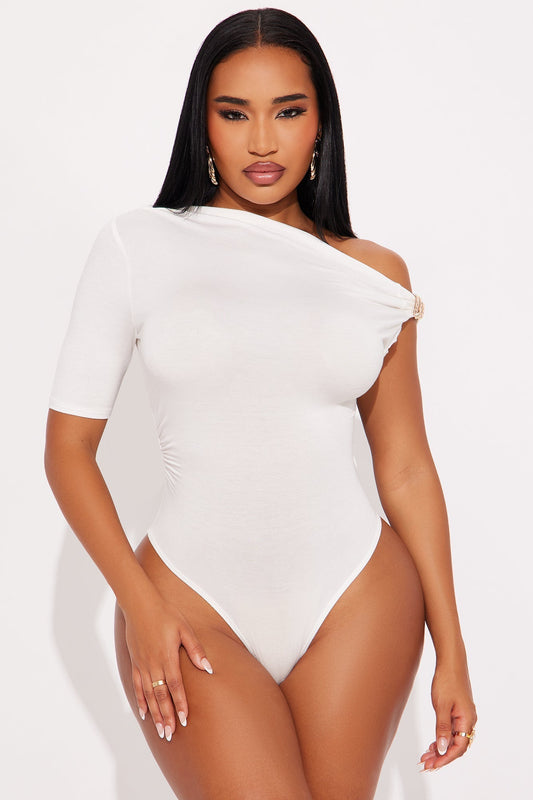 Maris Ruched Off Shoulder Bodysuit - Cream
