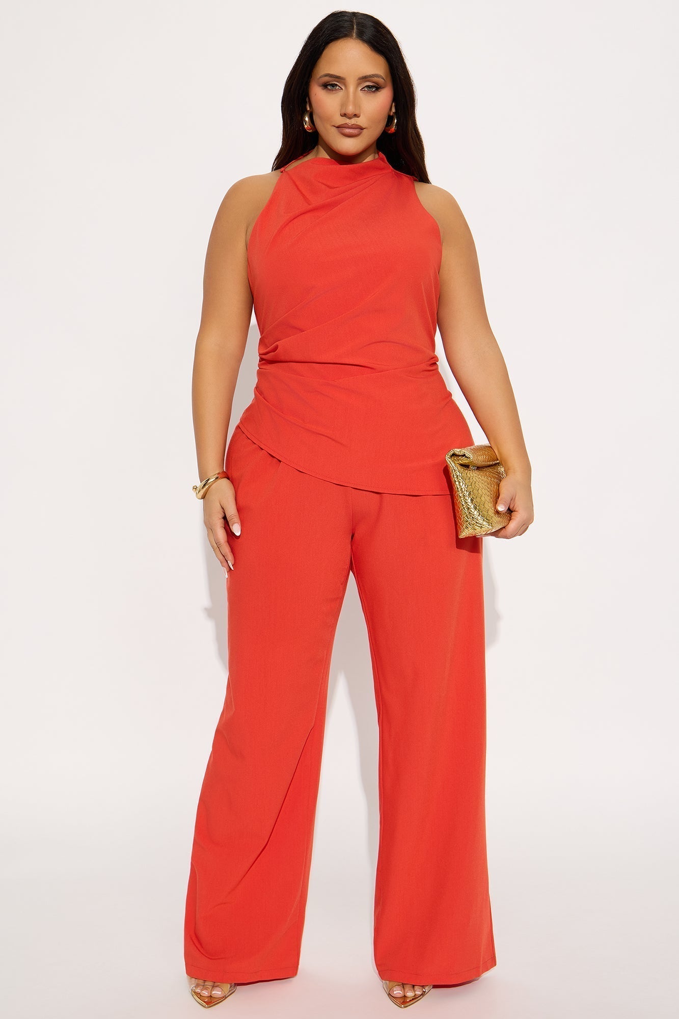 Strong Feelings High Neck Jumpsuit - Orange