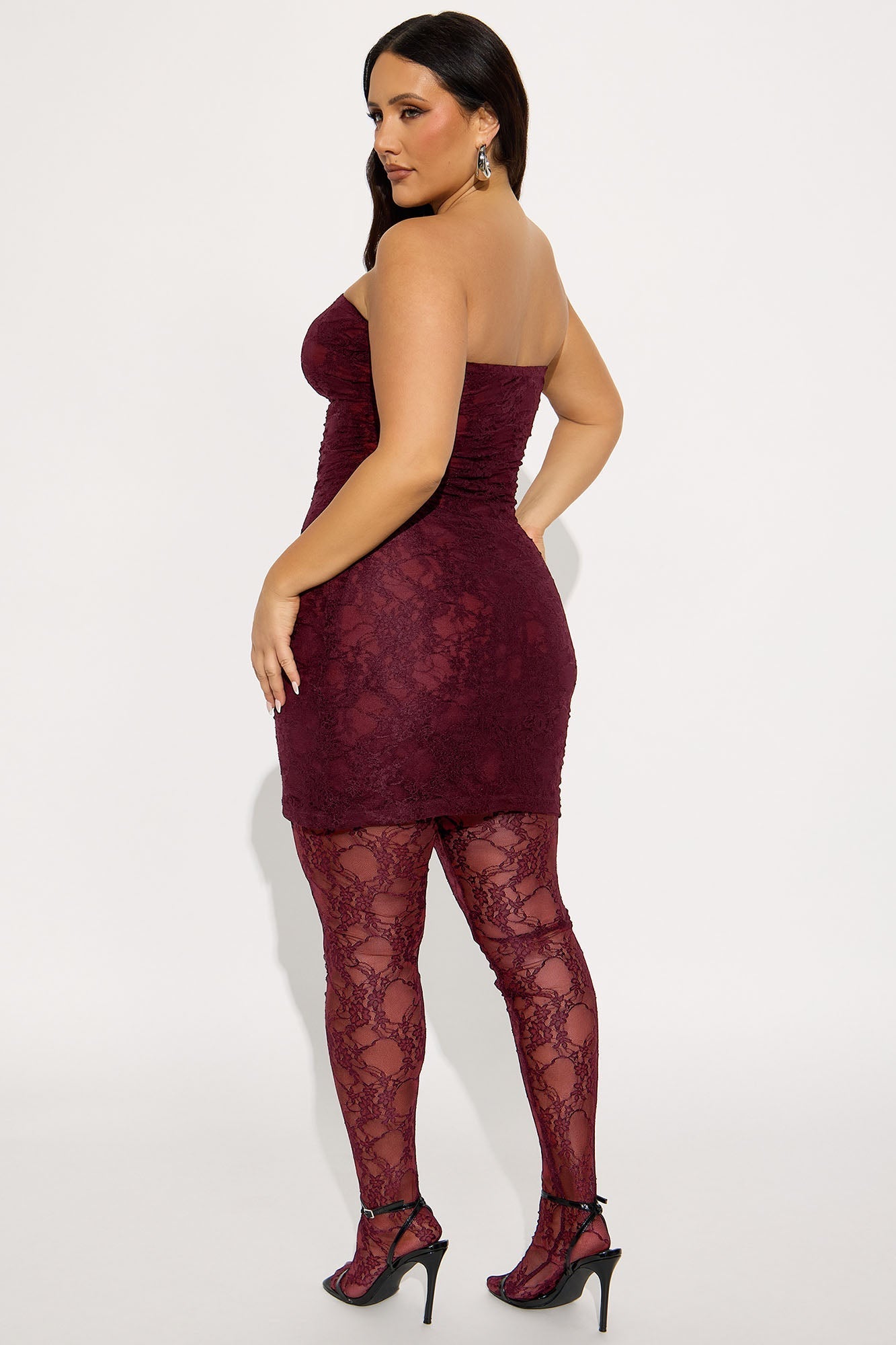 Tall So Lovely Lace Micro Mini Dress Set - Burgundy