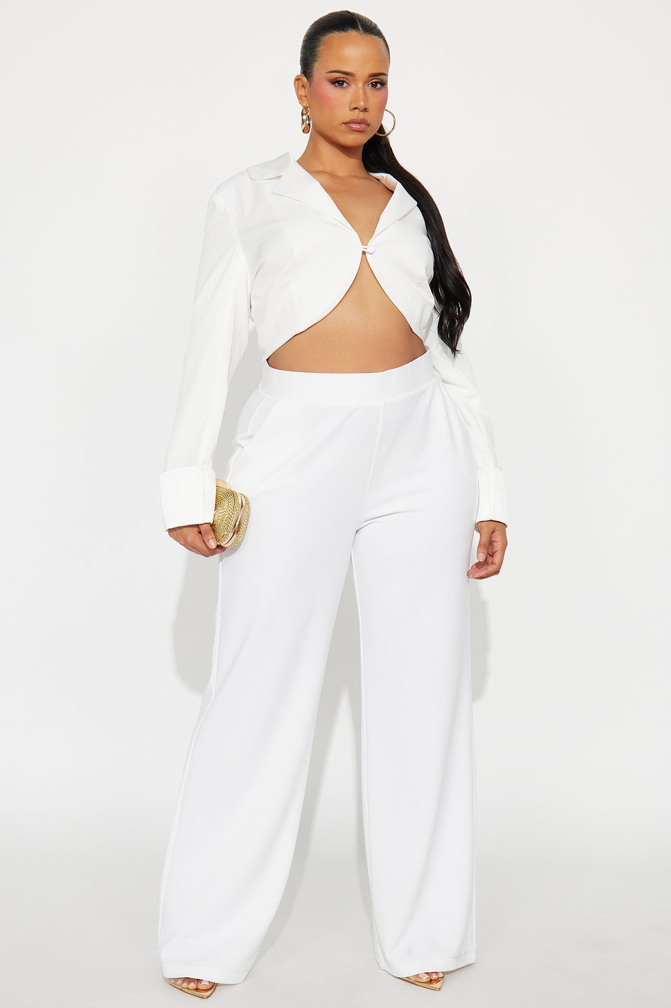 Made You Look Cropped Poplin Top - White