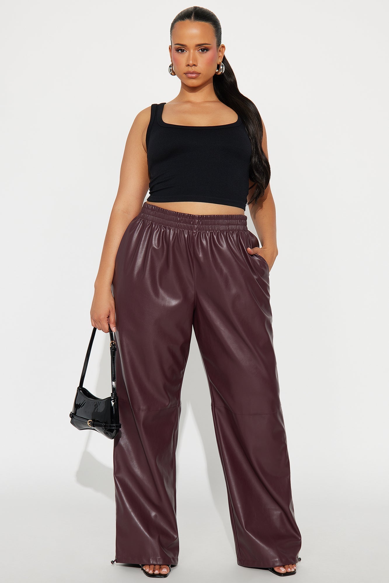 Dana Faux Leather Jogger Pant - Burgundy