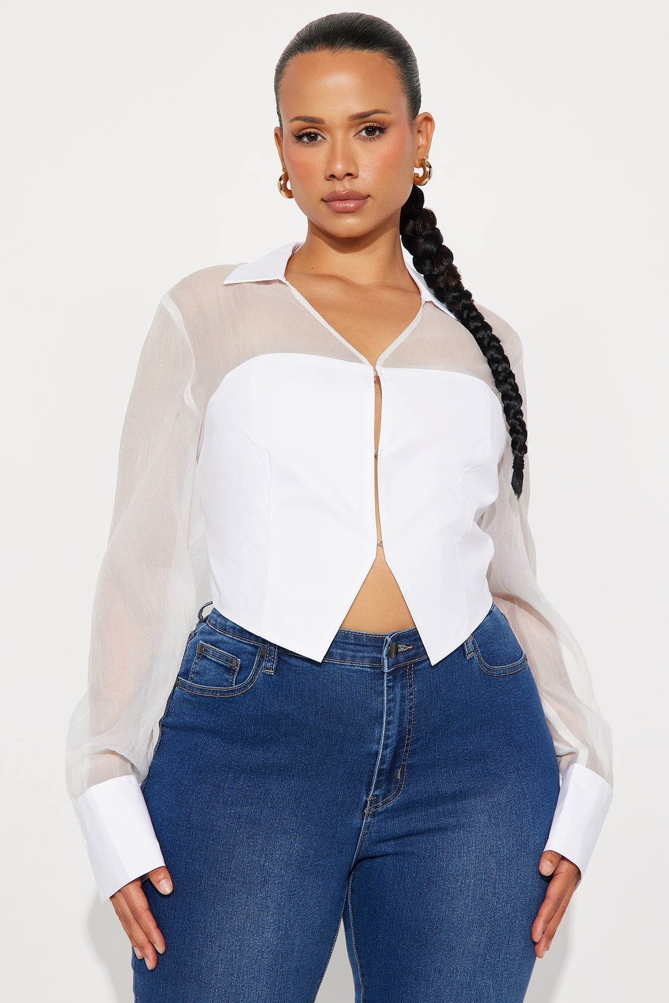 Dion Contrast Chiffon Blouse - White