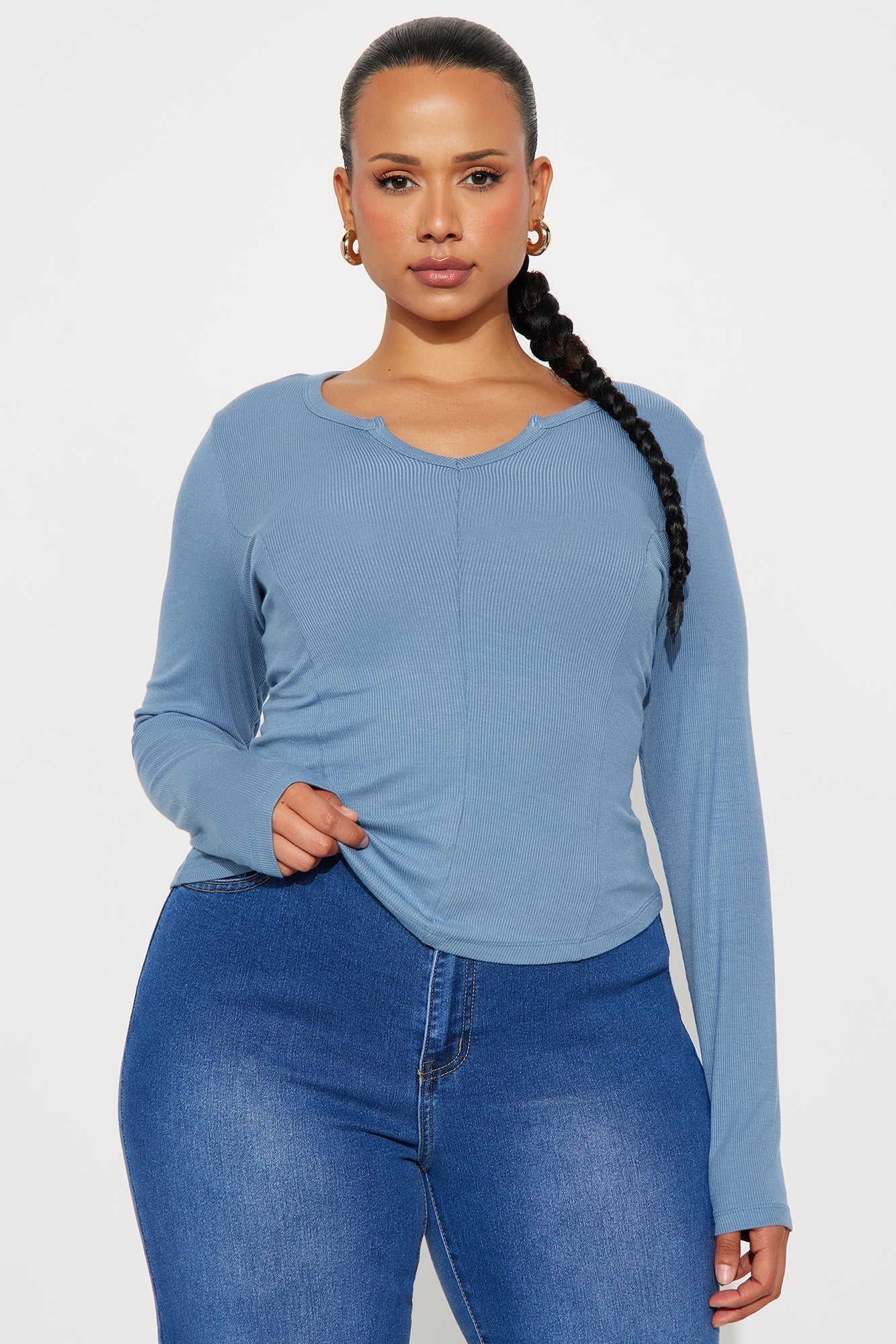 Here To Stay Ribbed Top - Blue