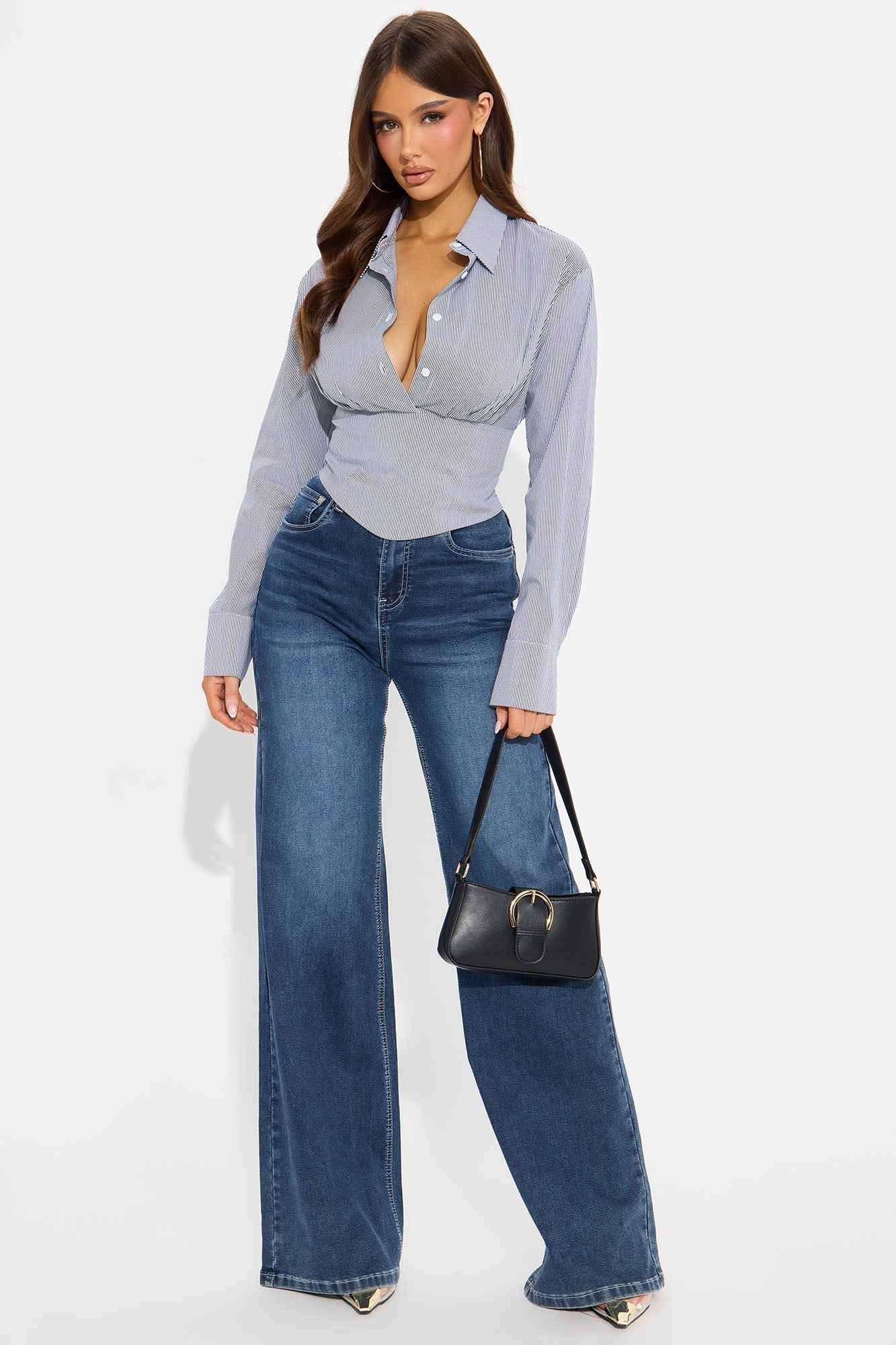 Harper Striped Poplin Shirt - Grey/combo