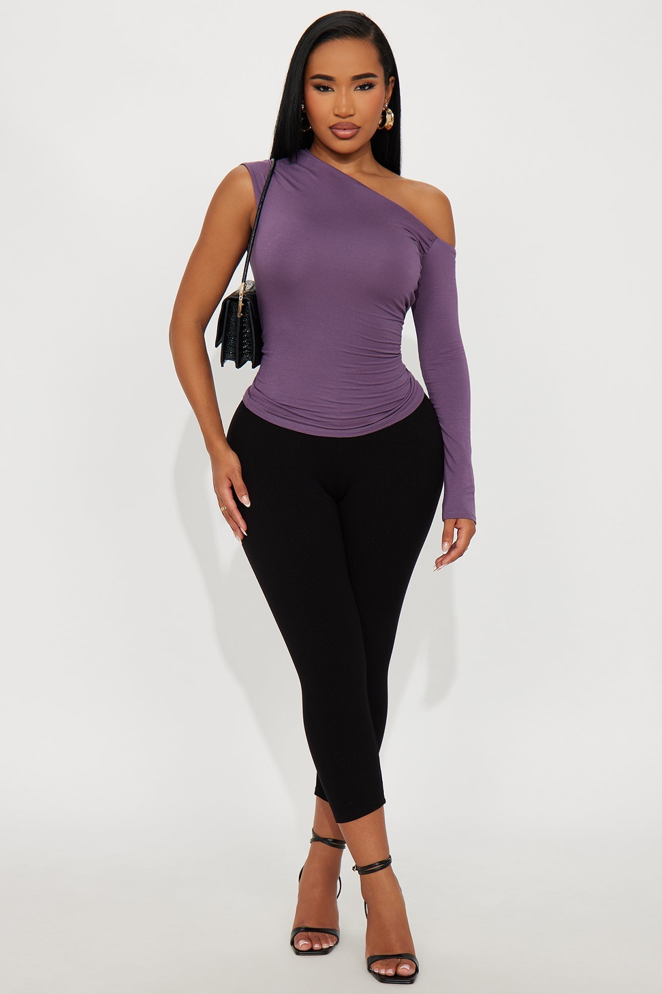 Ashling Ruched Off Shoulder Top - Purple