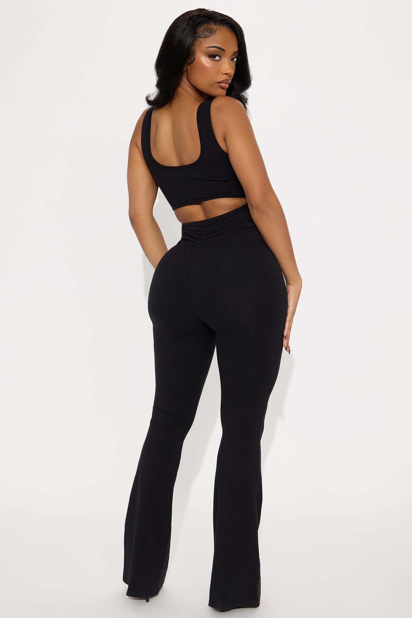 Selina Flare Leg Jumpsuit - Black