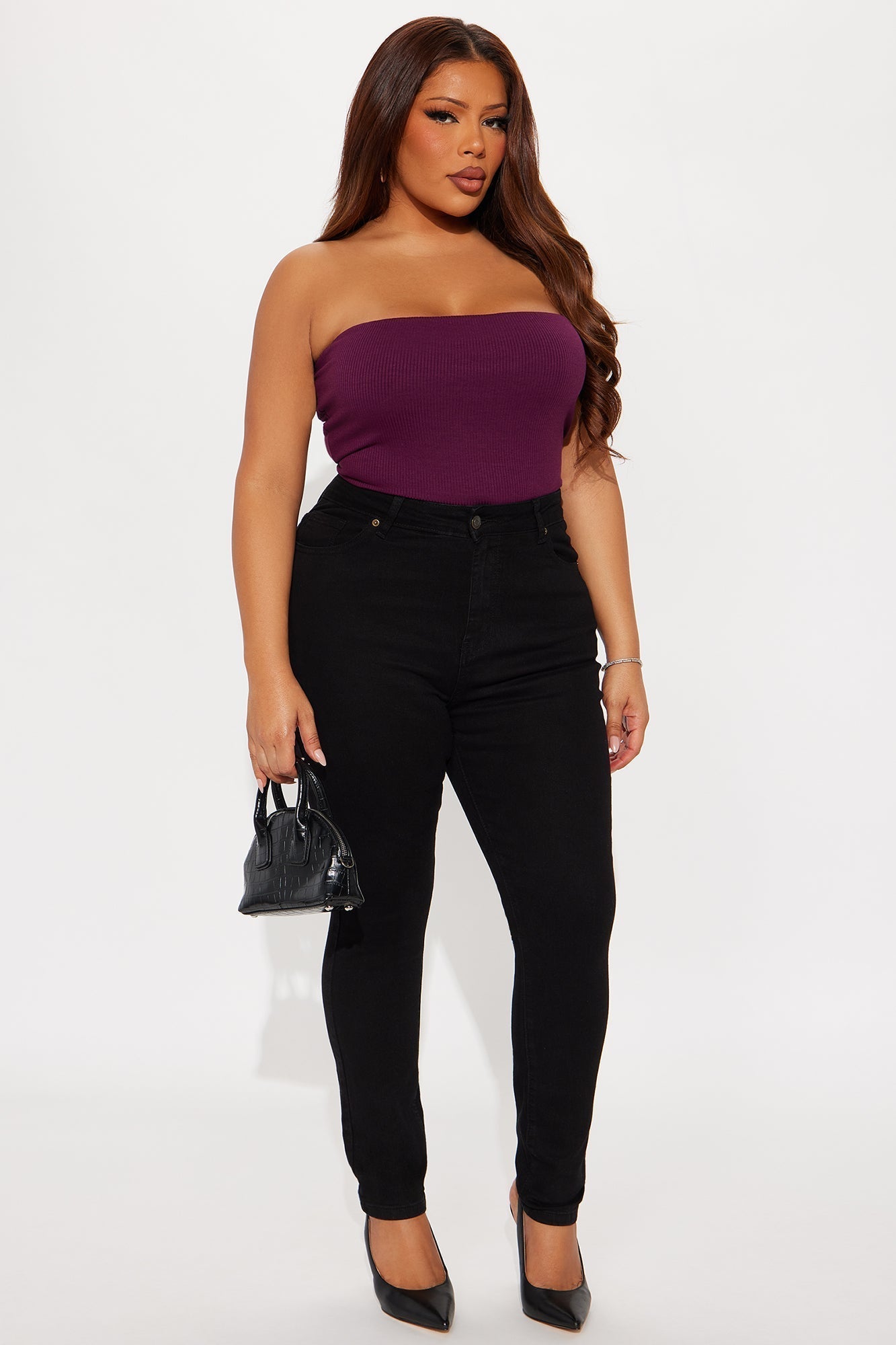 Demi Double Lined Tube Bodysuit - Plum