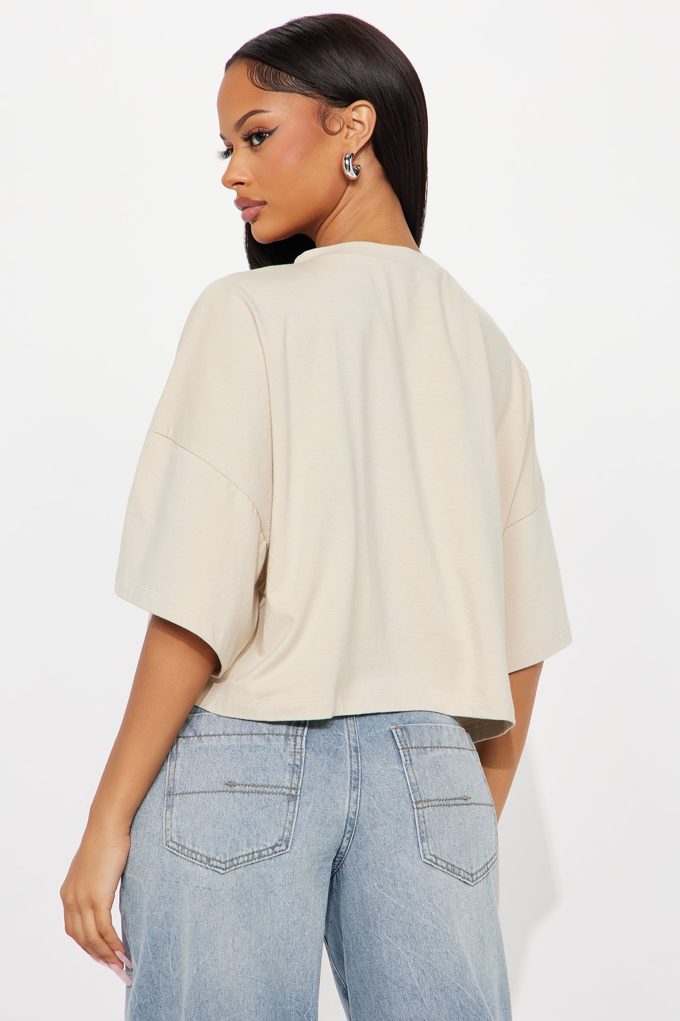 Blakely Boxy Wide Fit Short Sleeve Tshirt - Cream