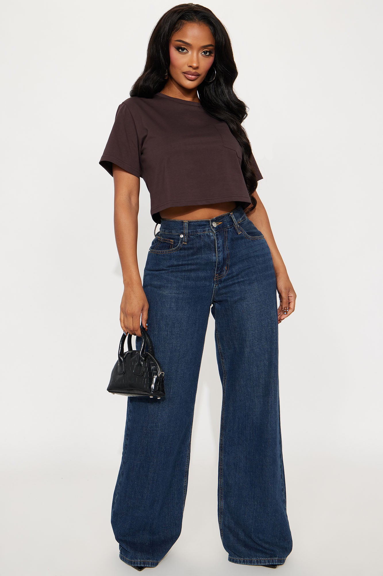 Elisa Relaxed Crop Tee - Chocolate