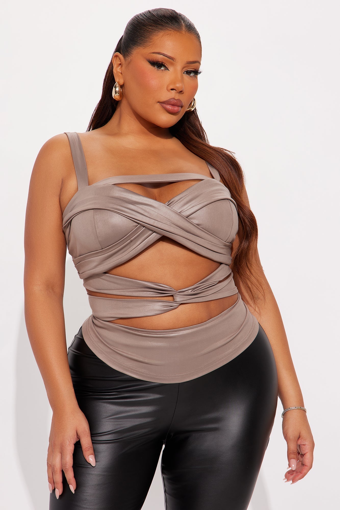 Set It Off Cut Out Halter Top - Stone