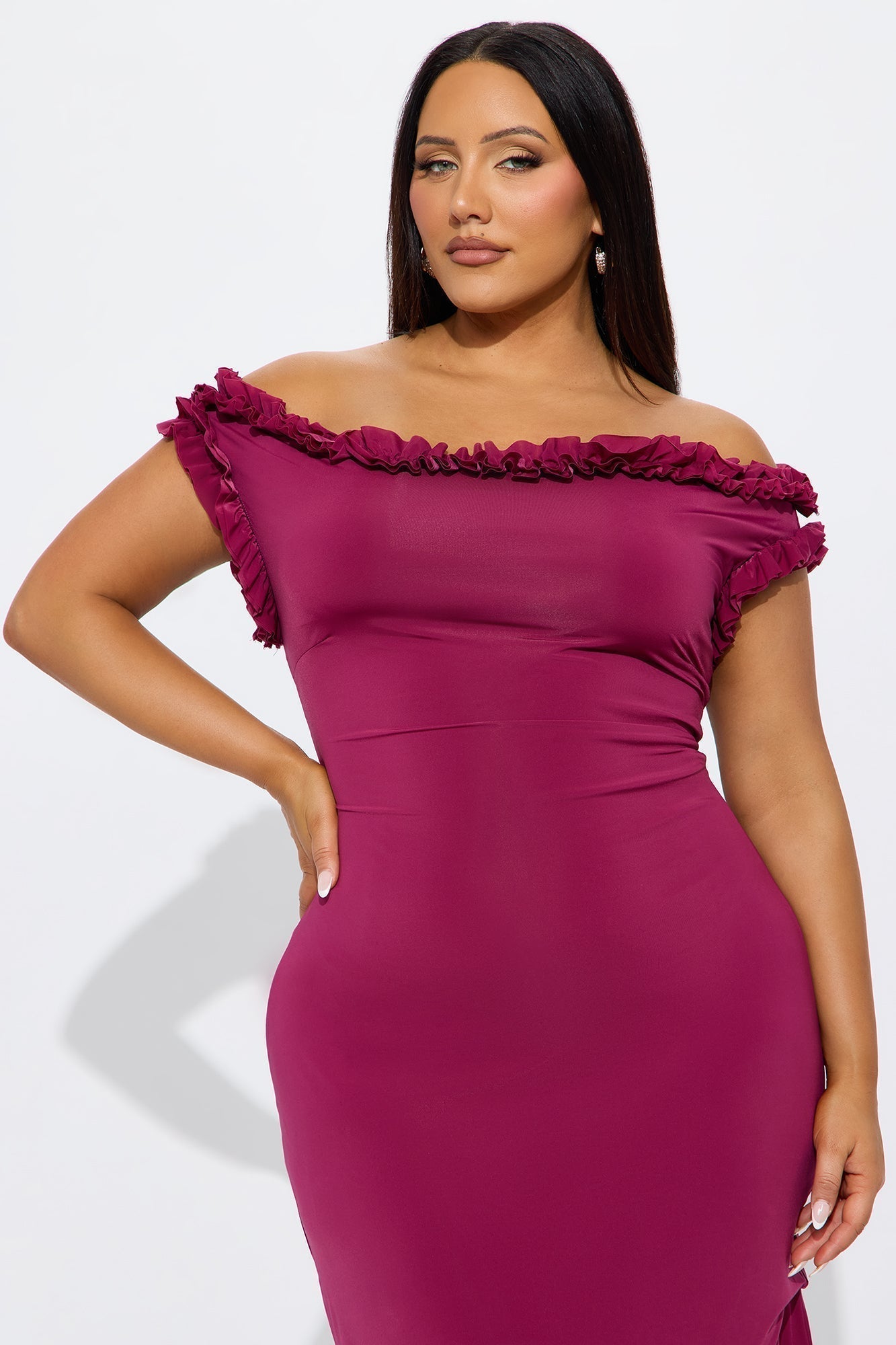 Andrea Ruffle Maxi Dress - Magenta