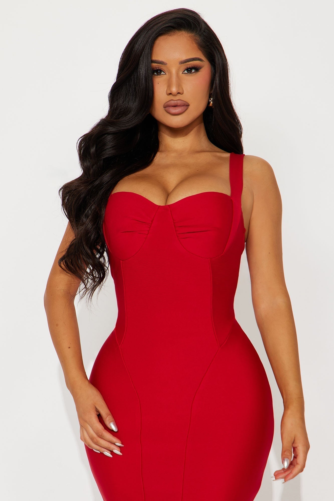 Cierra Bandage Midi Dress - Red