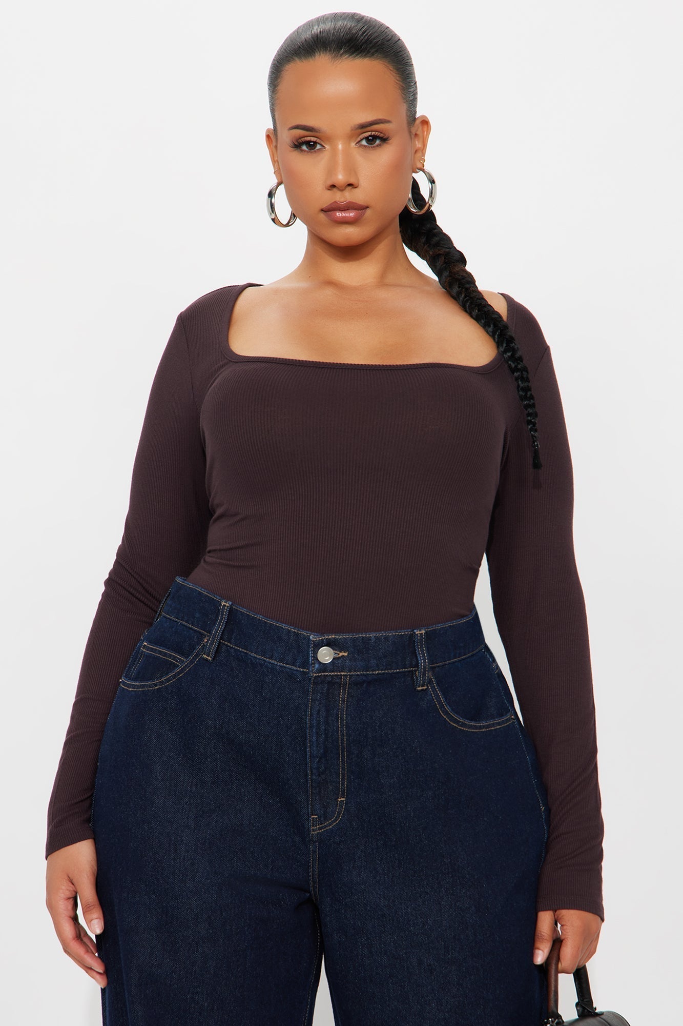 Issa Ribbed Top - Chocolate