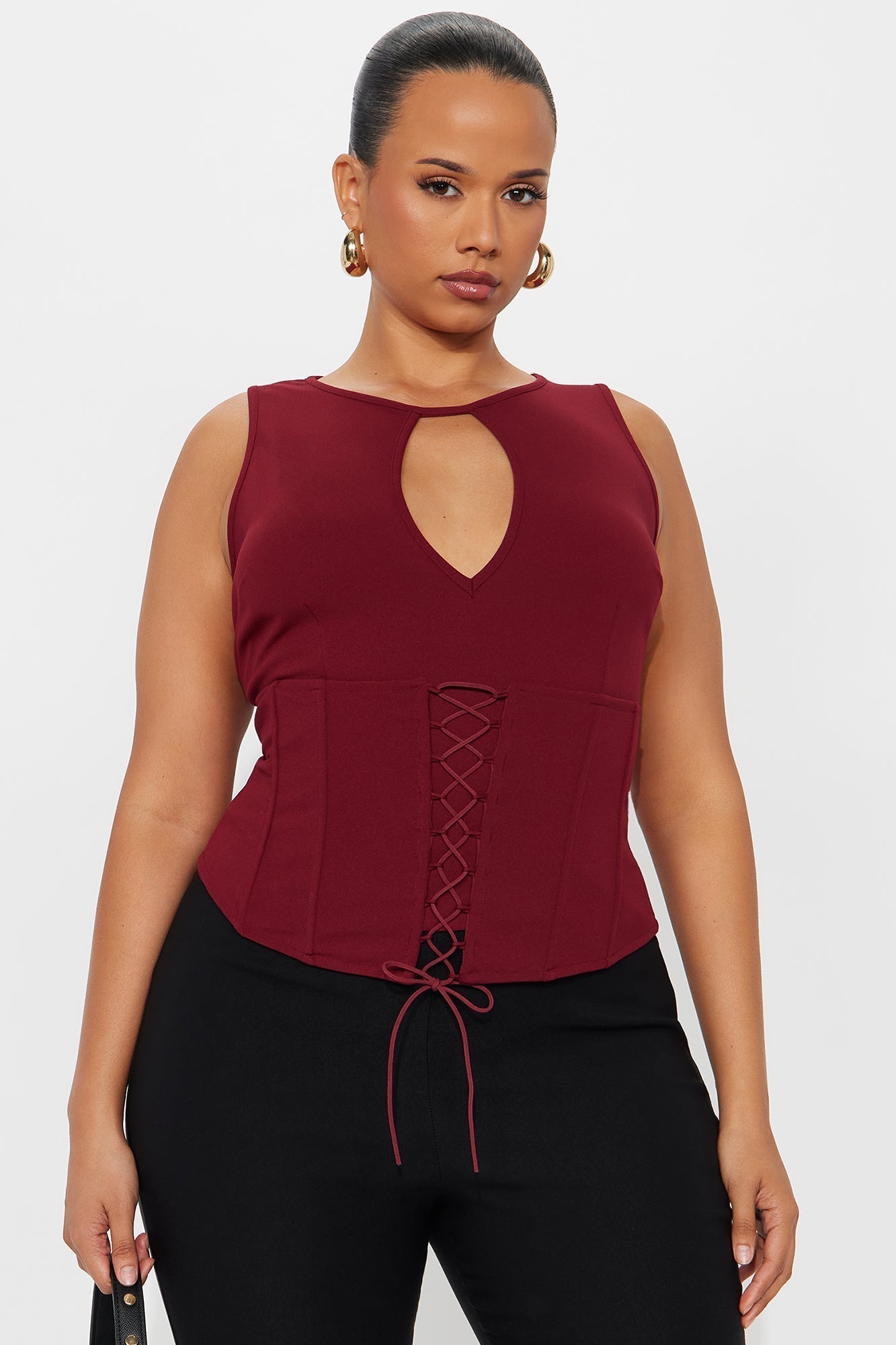 Muse Corset Waist Top - Plum