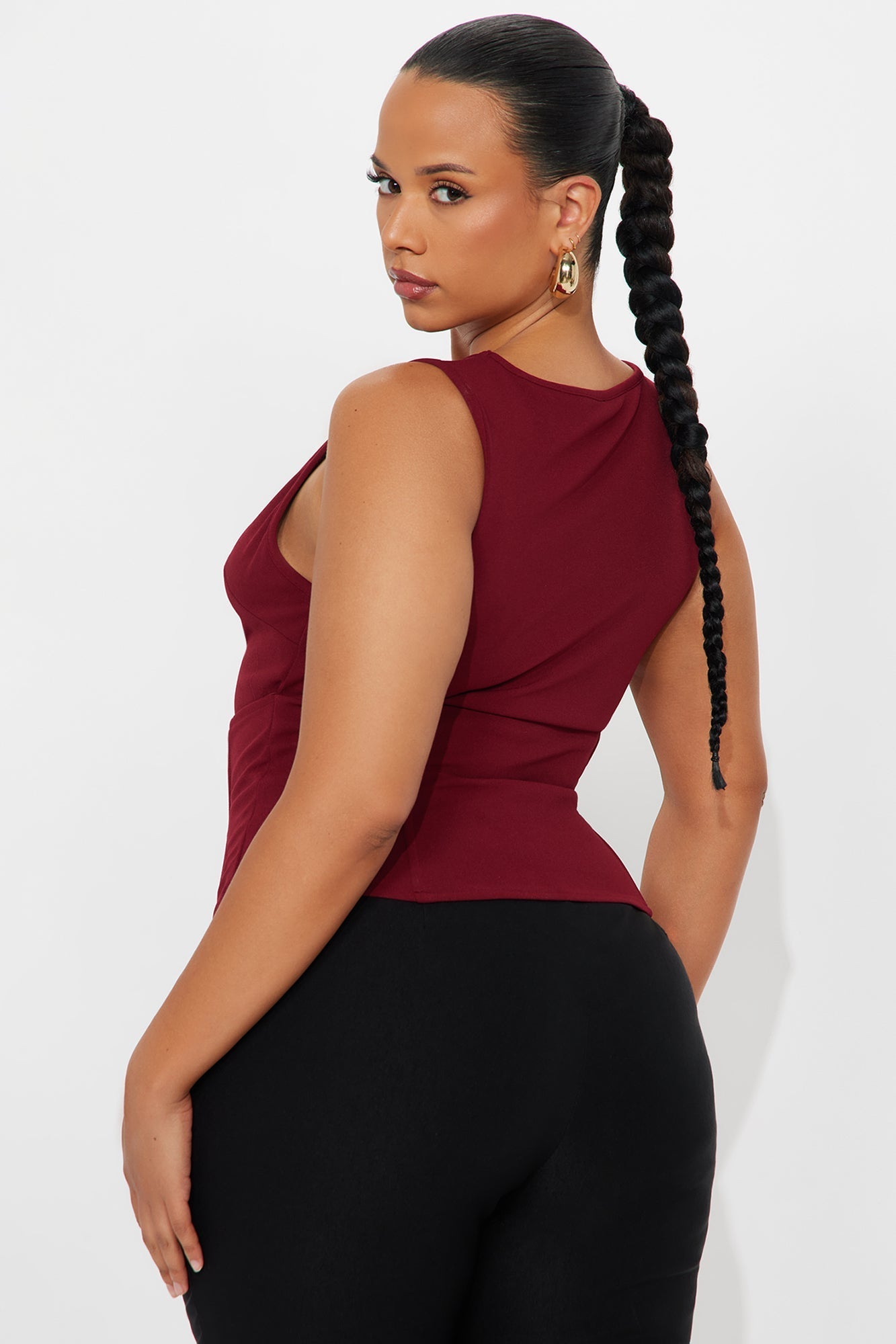 Muse Corset Waist Top - Plum