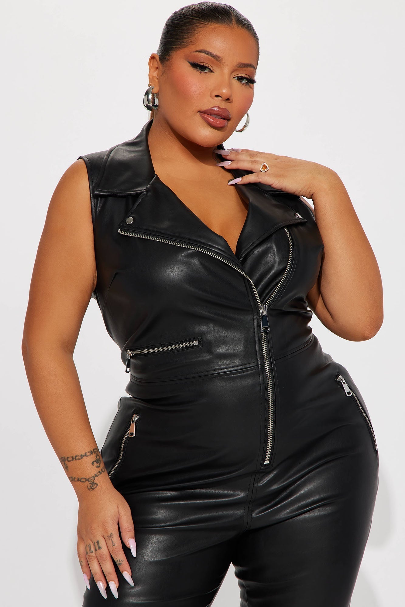 Ride Through PCH Faux Leather Jumpsuit - Black