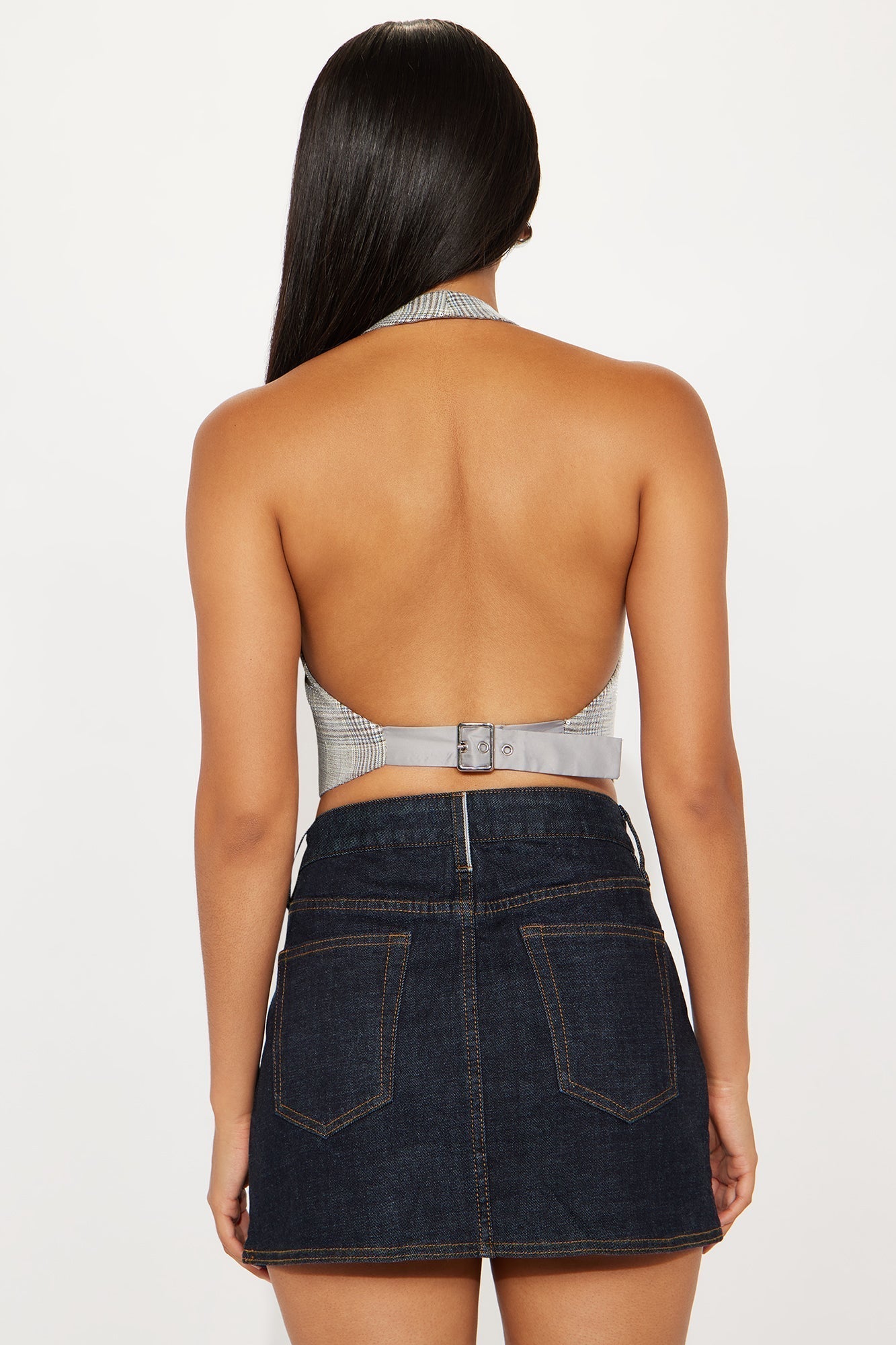 Feel The Sparks Plaid Sequin Vest - Grey/combo