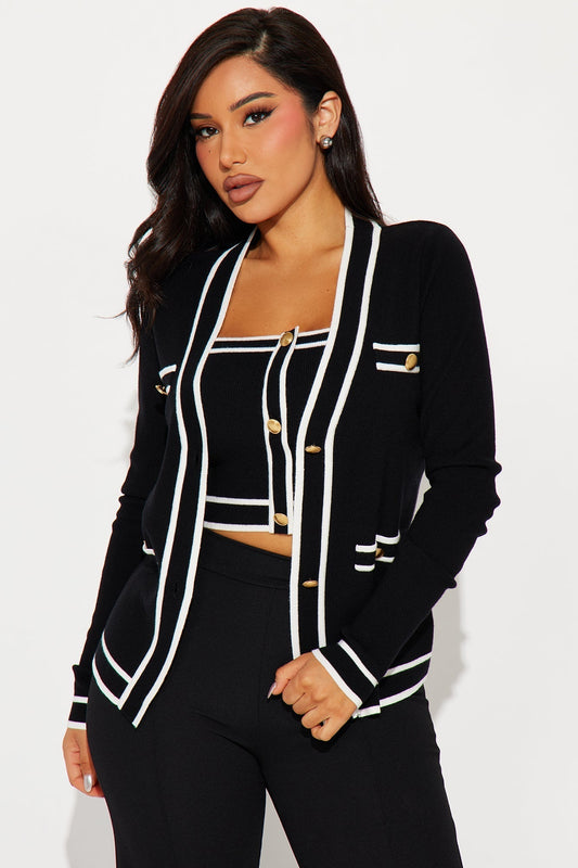 Lunch In Paris 2 Piece Sweater - Black/White