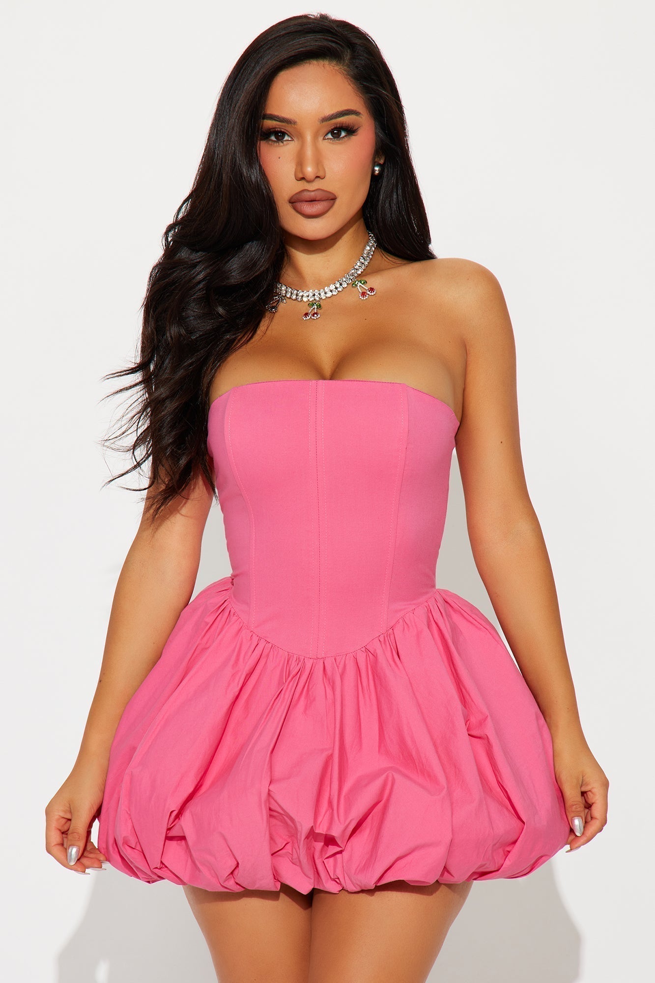 A Night in Paris Bubble Mini Dress - Fuchsia