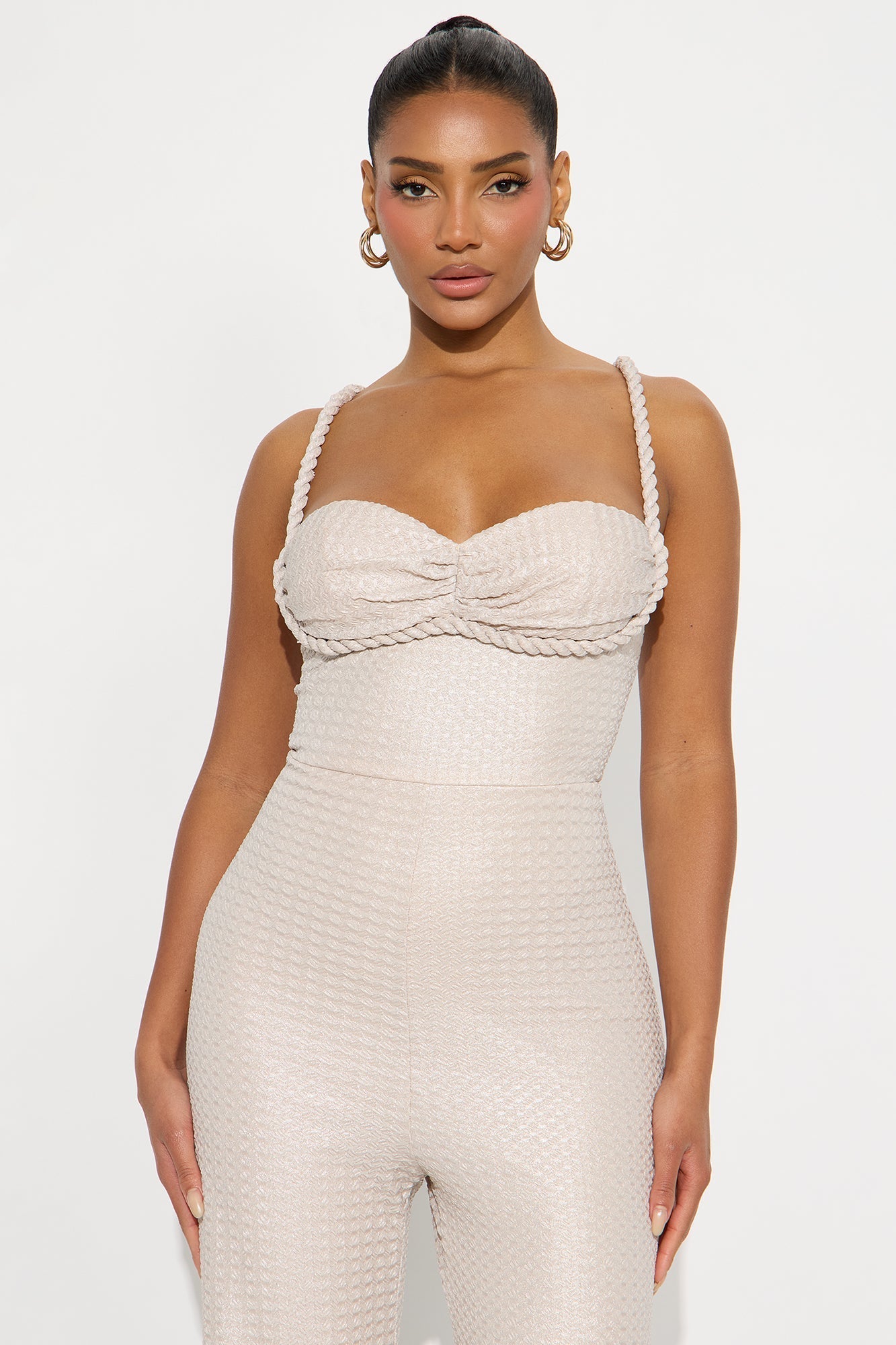 Esmeralda Metallic Wide Leg Jumpsuit - Champagne