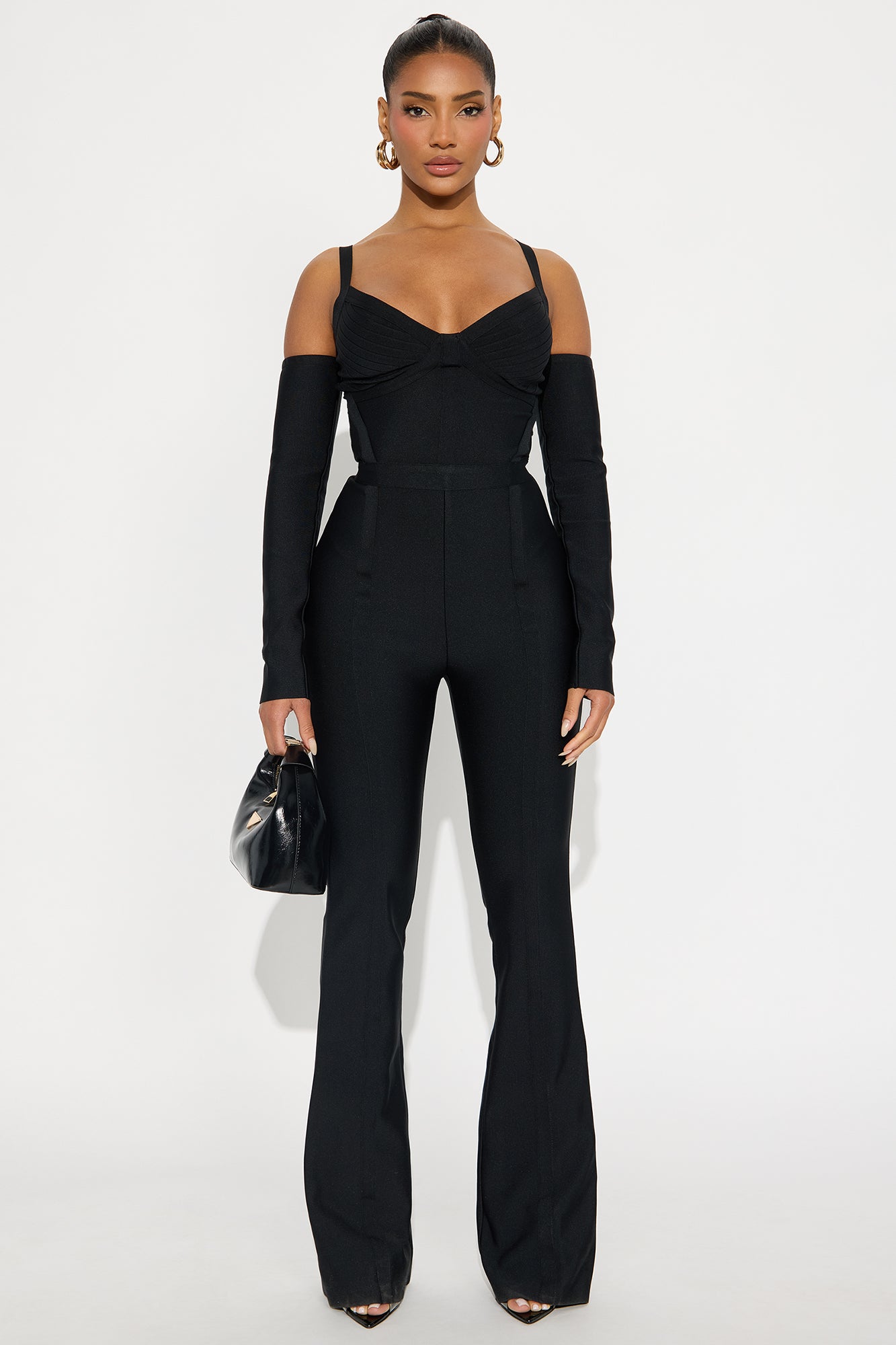 Kennedy Bandage Long Sleeve Jumpsuit - Black