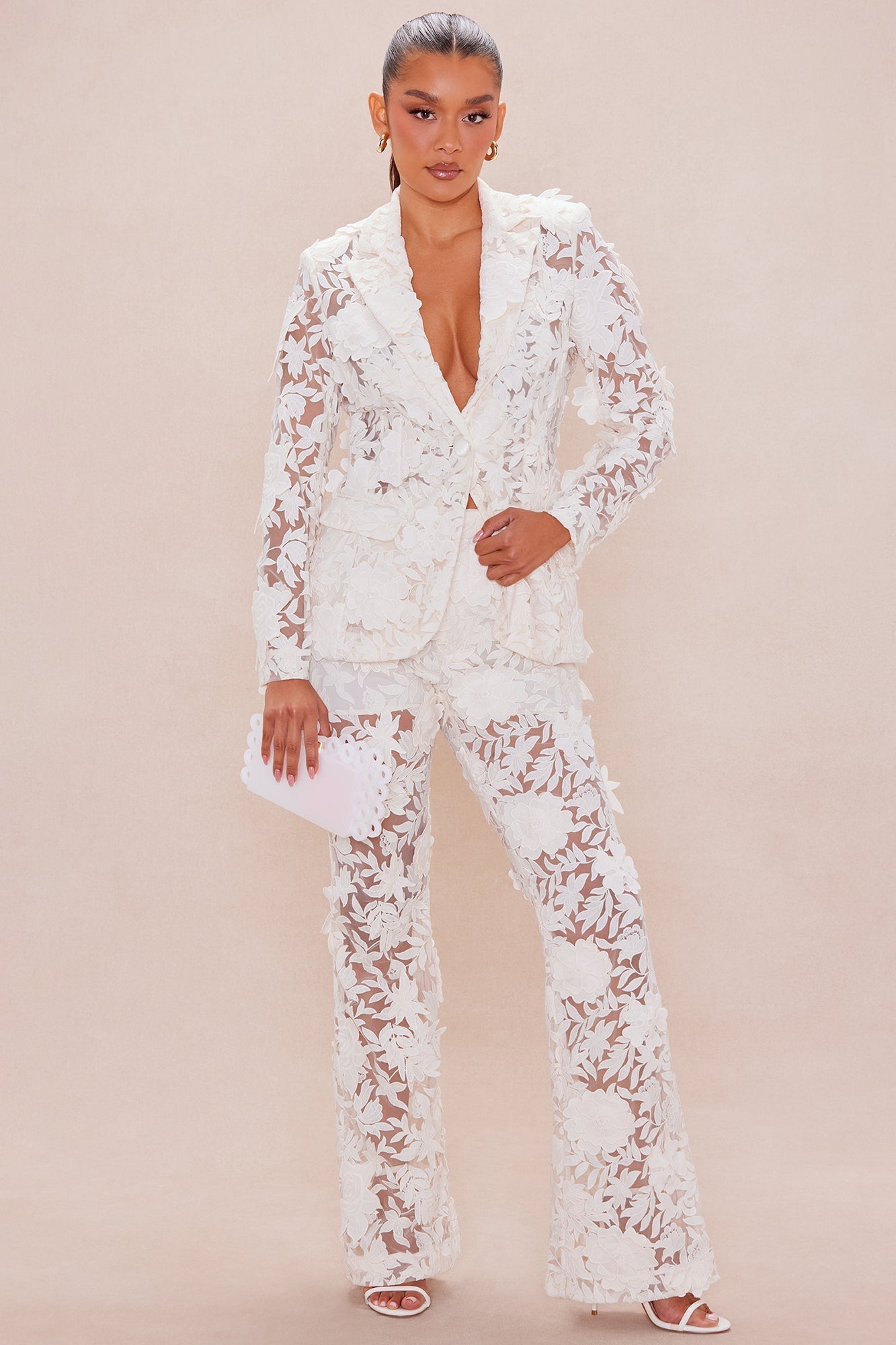 Catalina Embroiderd Blazer - Cream