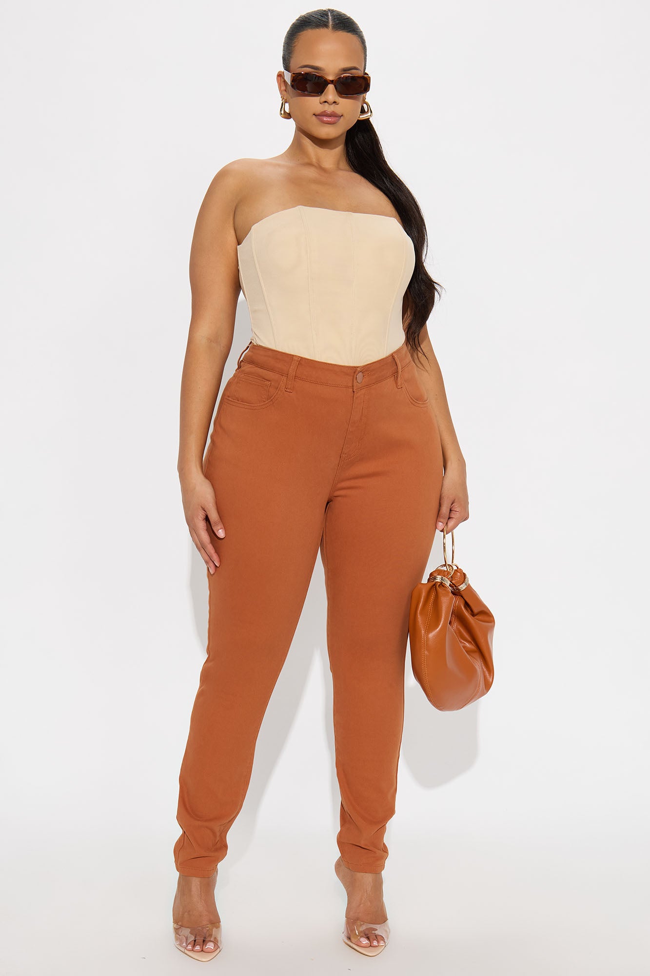 Skinny Uniform Pants - Rust