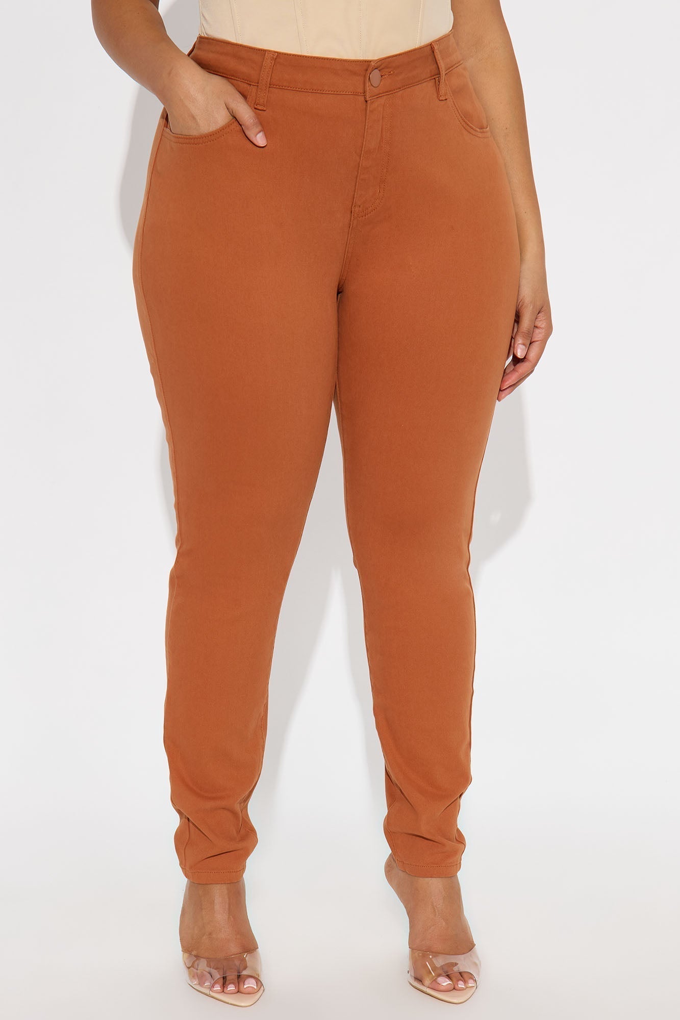 Skinny Uniform Pants - Rust