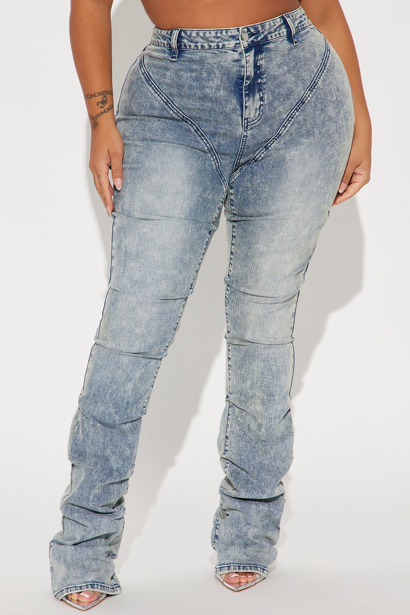 Tall See Me High Rise Stacked Straight Leg Jeans - Vintage Wash
