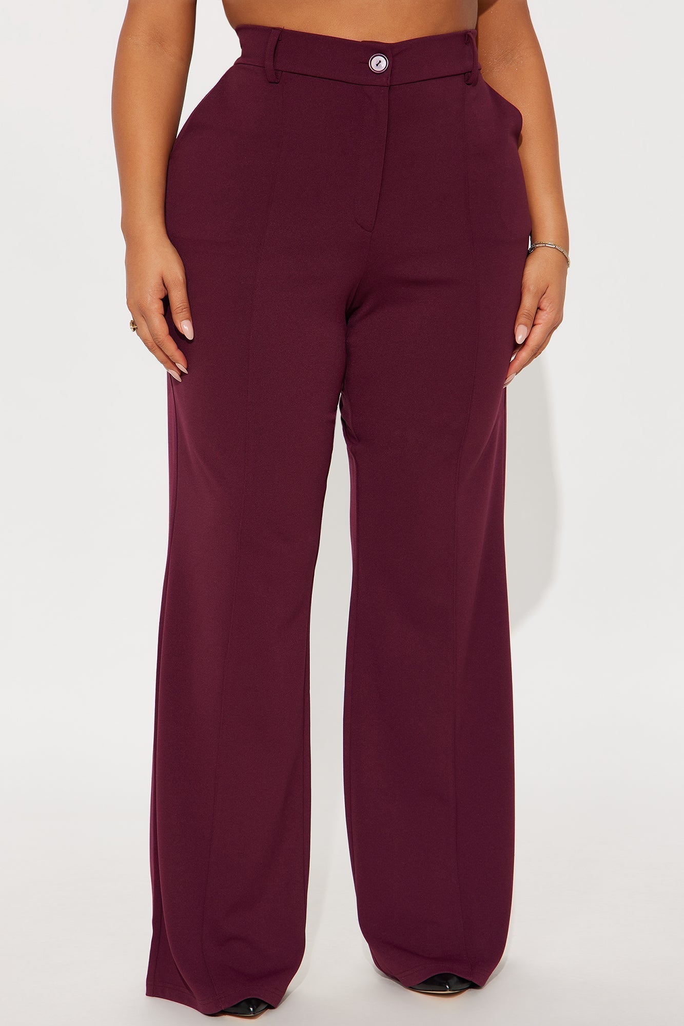 Heidi Wide Leg Trouser Pant - Burgundy