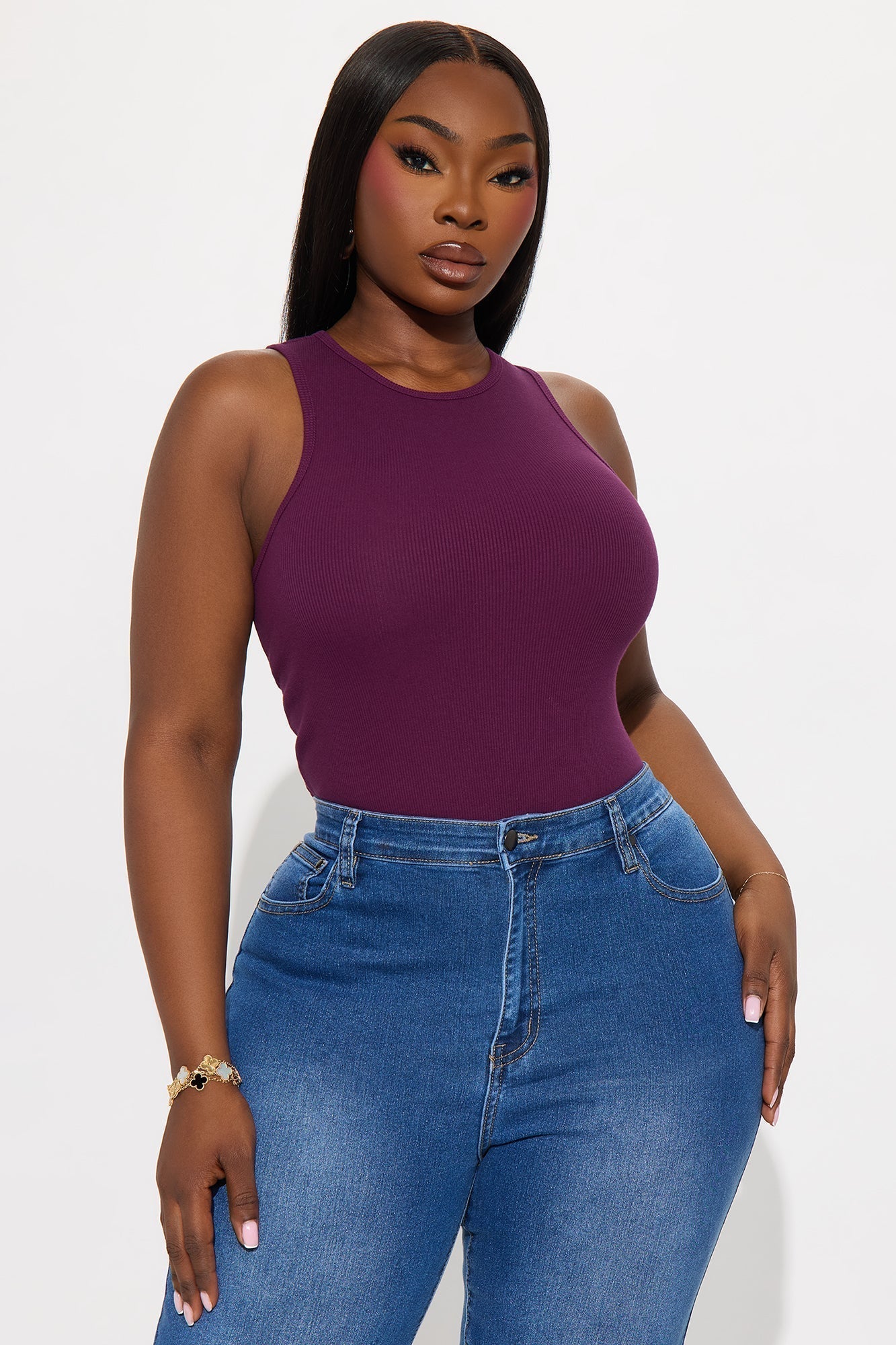 Model Attitude Racerback Bodysuit - Plum