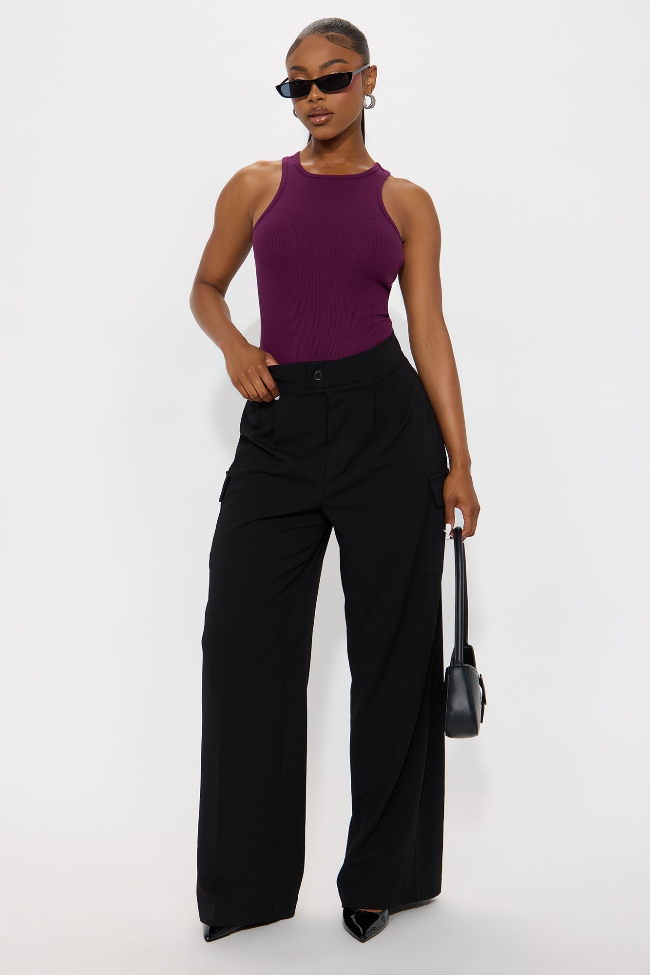 Model Attitude Racerback Bodysuit - Plum