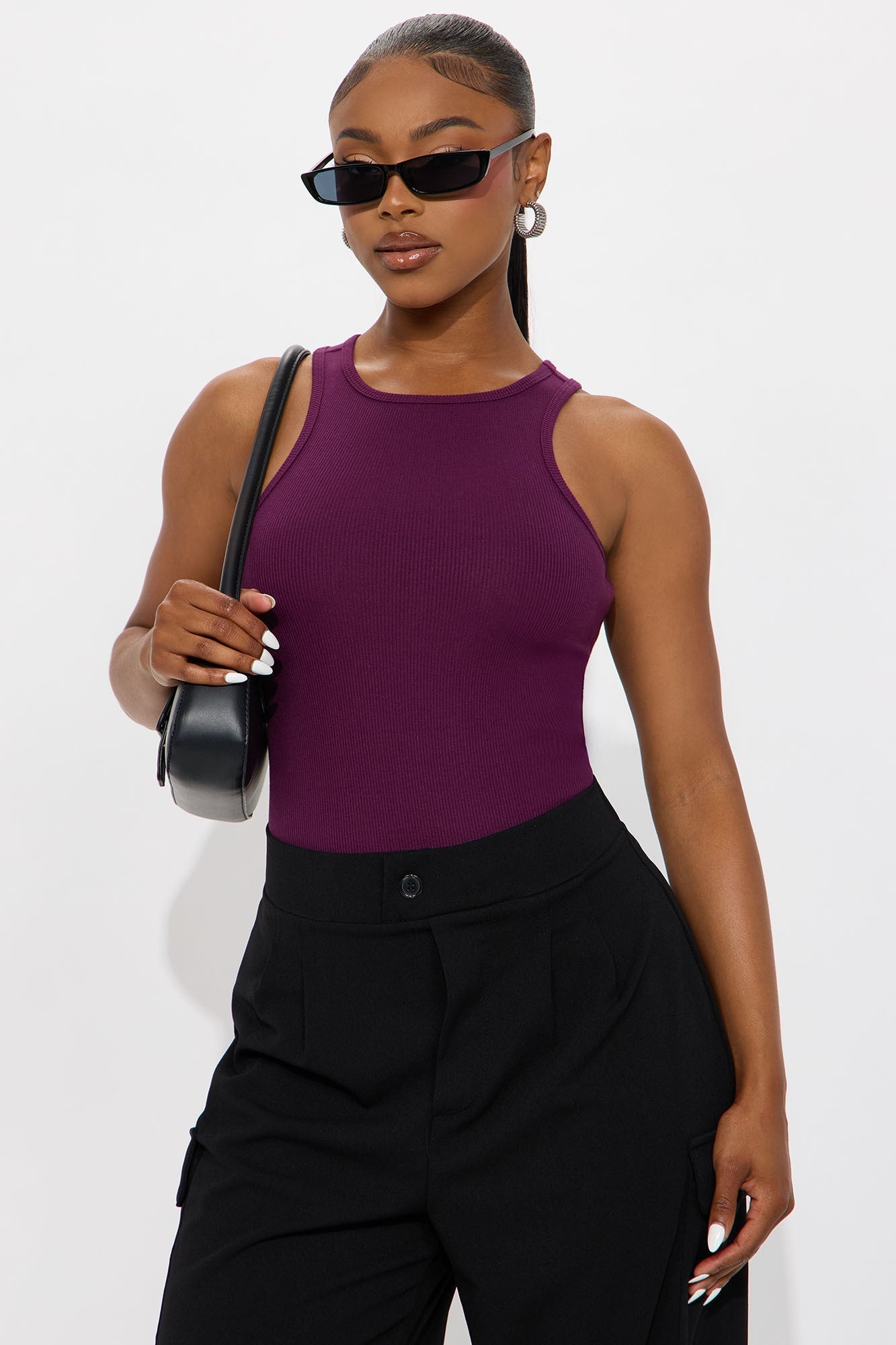 Model Attitude Racerback Bodysuit - Plum