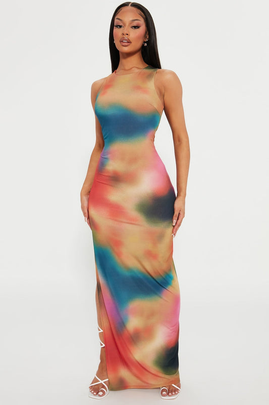California Coastline Maxi Dress - Multi Color