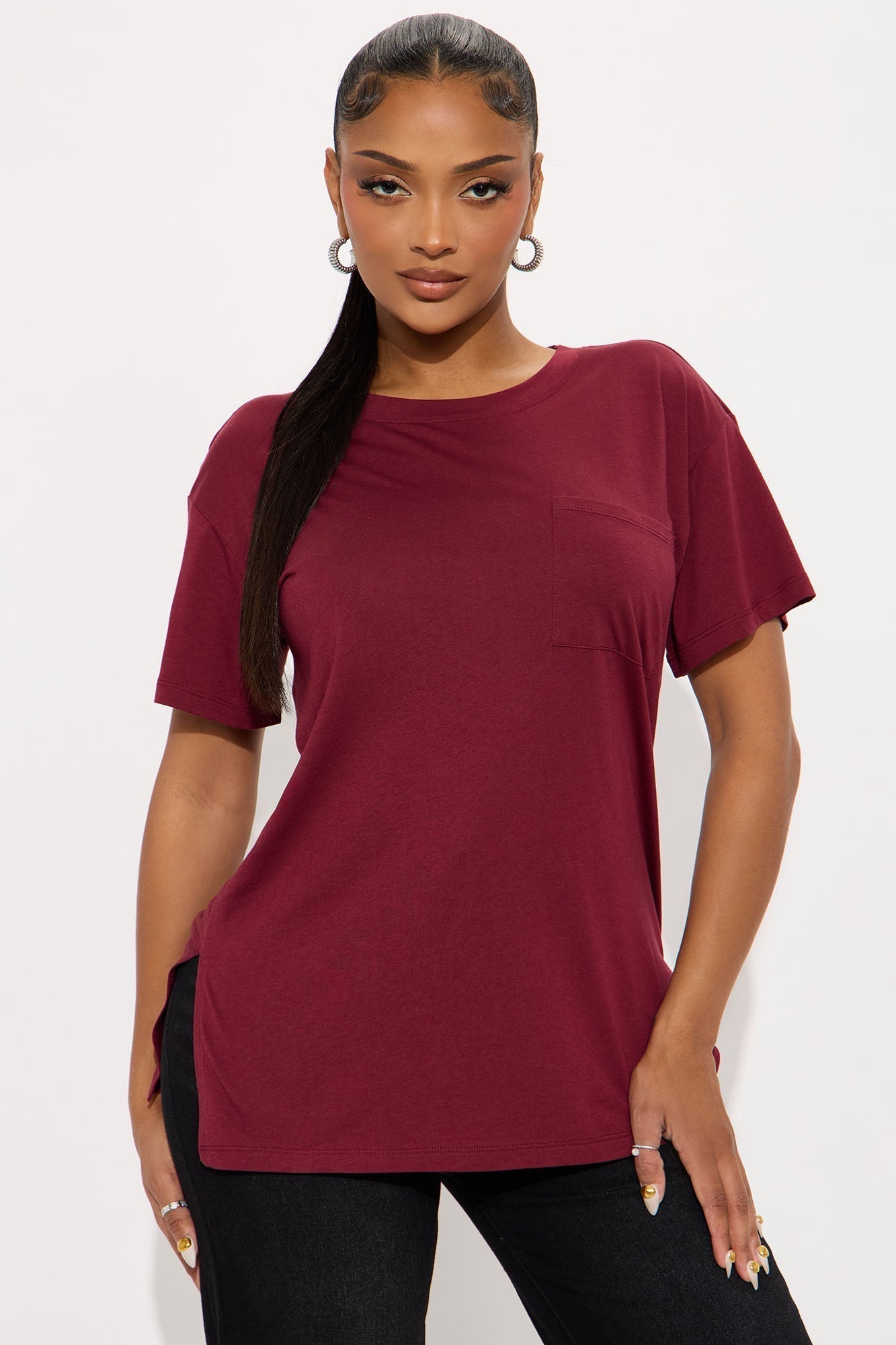 Laid Back Chillin' Pocket Tee - Burgundy