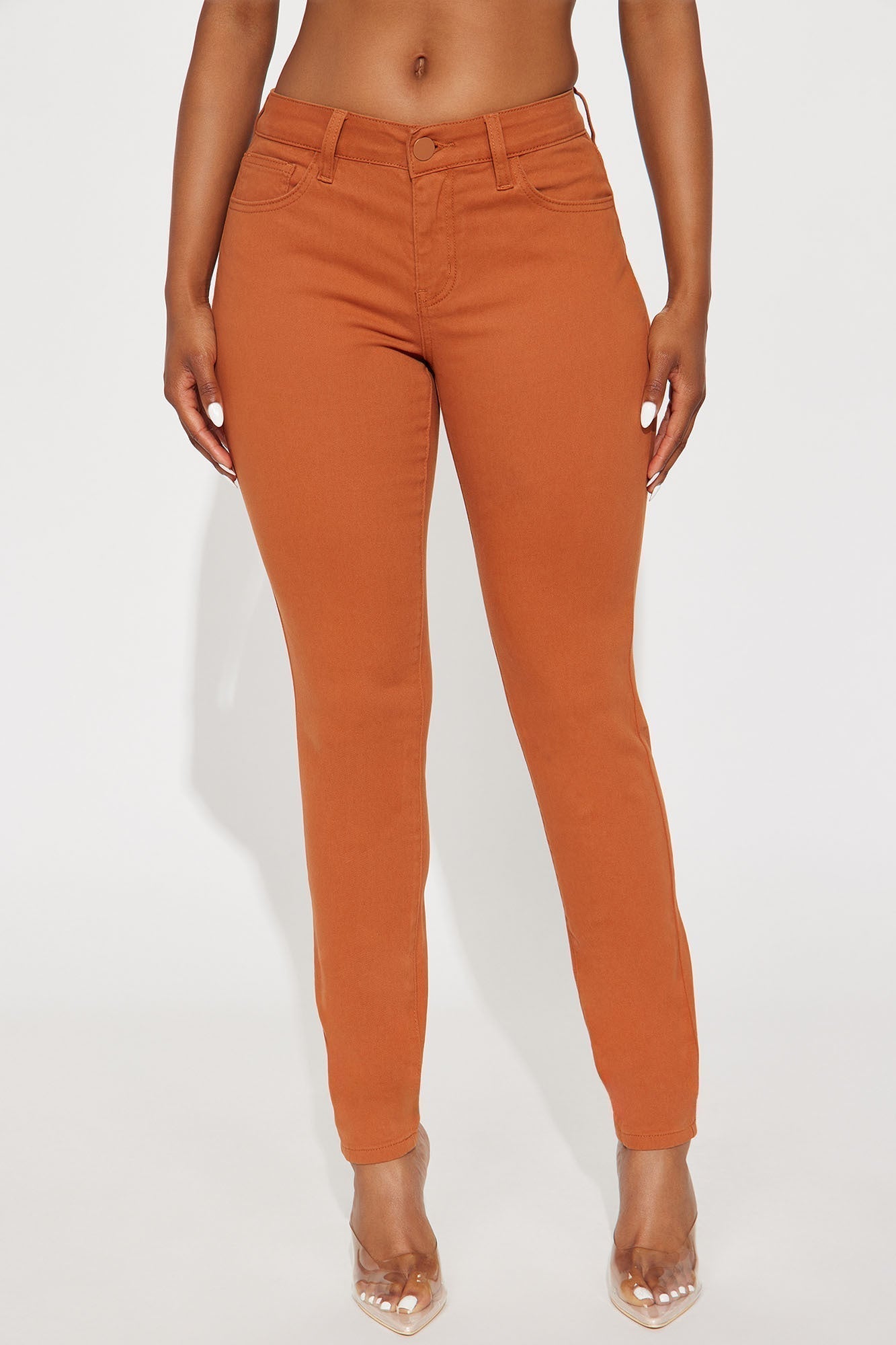 Skinny Uniform Pants - Rust